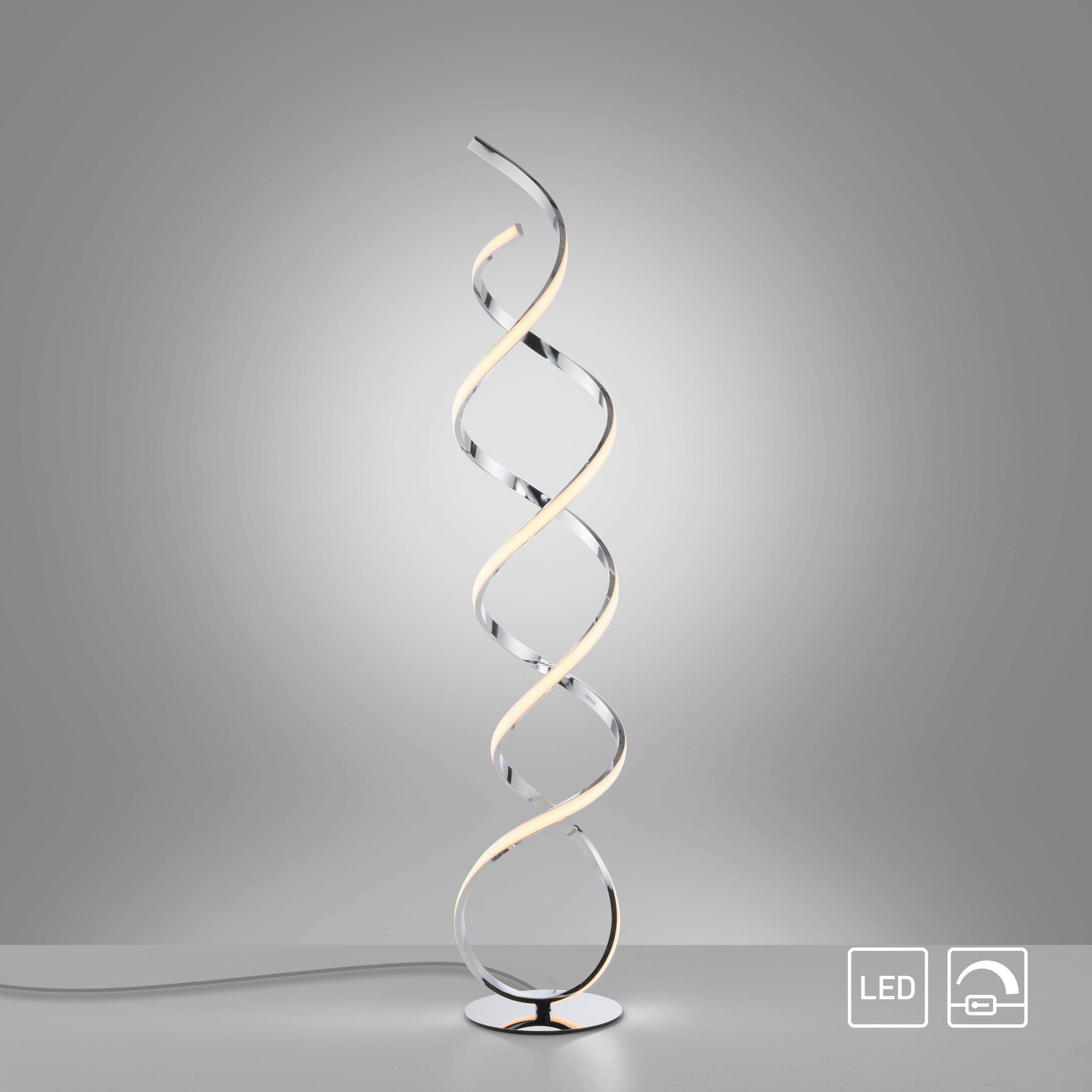 Paul Neuhaus Stehlampe KIRIBI, LED fest integriert, Warmweiß, Glänzende  Chromoberfläche, satiniertes Cover