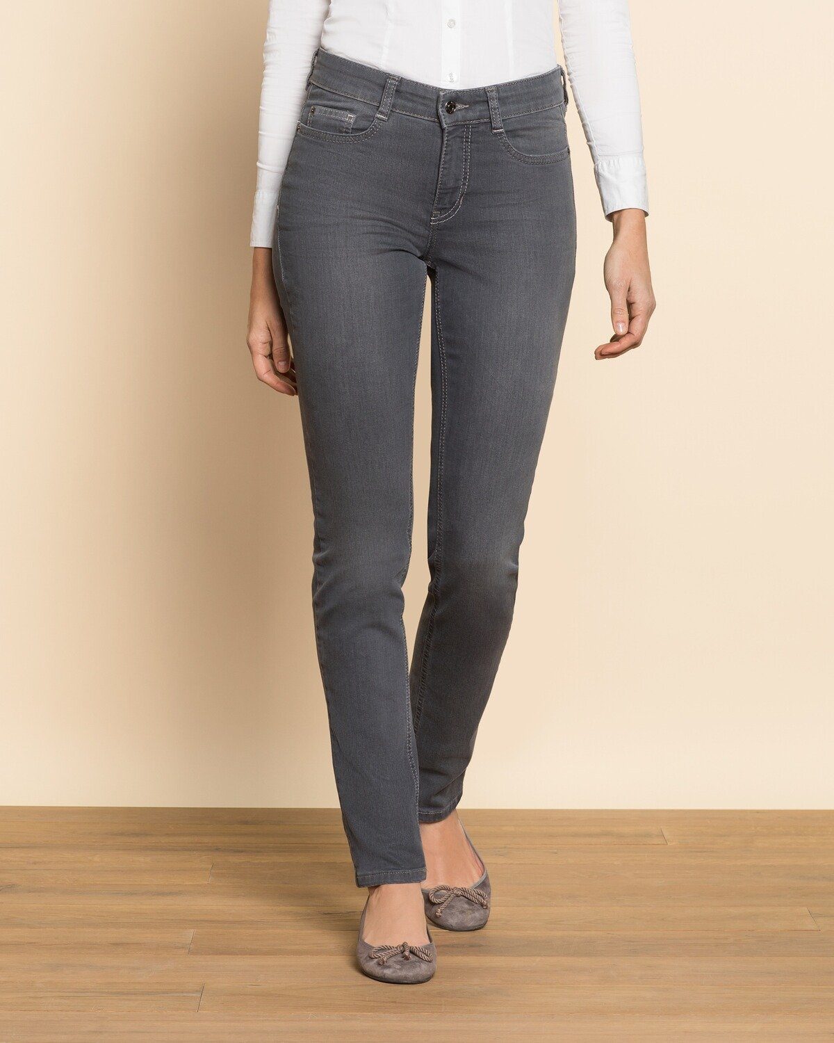MAC 5-Pocket-Jeans Angela Pipe Grau/L34 Jeans