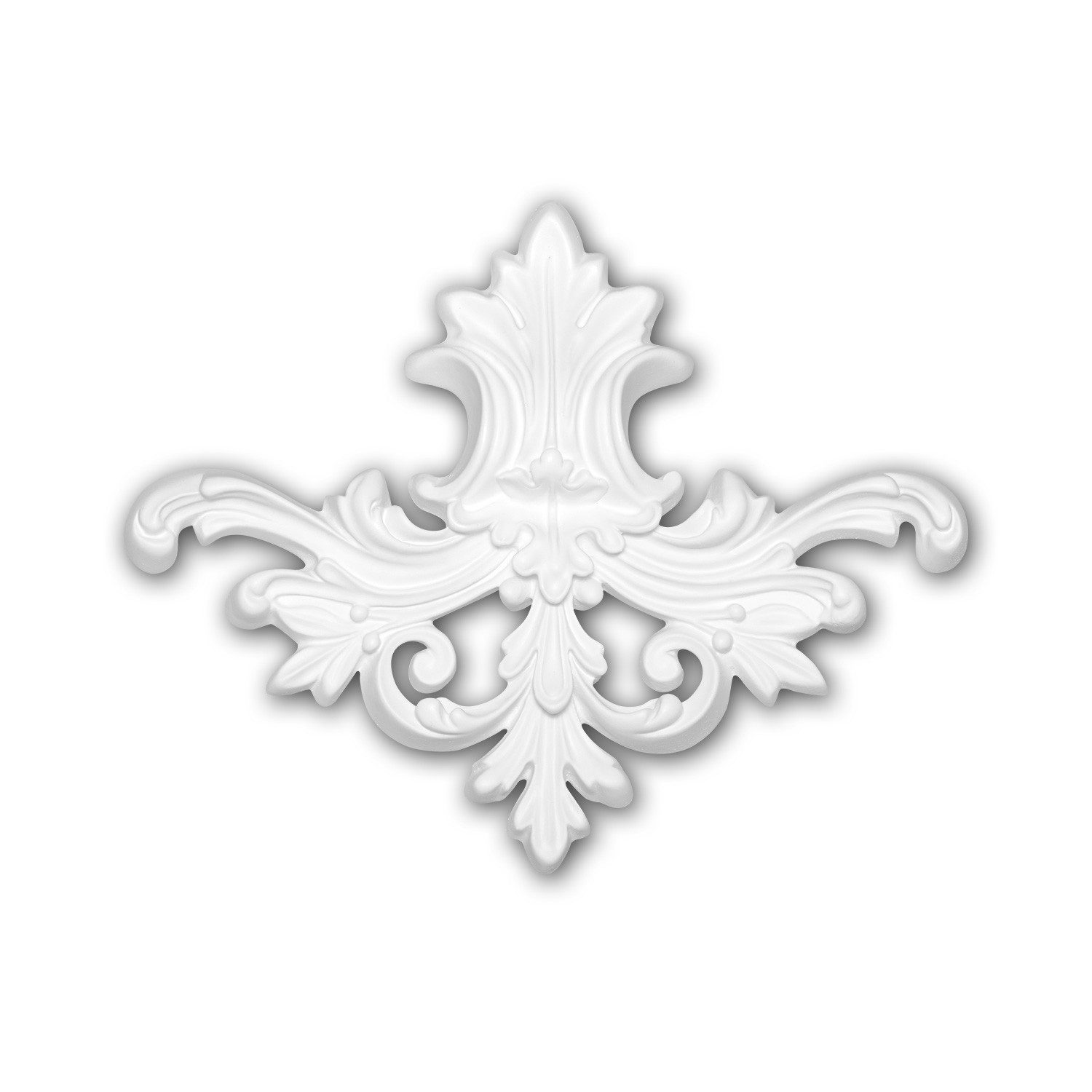 Profhome Wanddekoobjekt 160024 Zierelement dekoratives Element Stuckdekor aus Polyurethan (Zierelement, 1 St., Stuckdekor, Schmuckelement, Verzierung, Dekor Ornament), weiß, vorgrundiert, Stil: Zeitlos / Klassisch