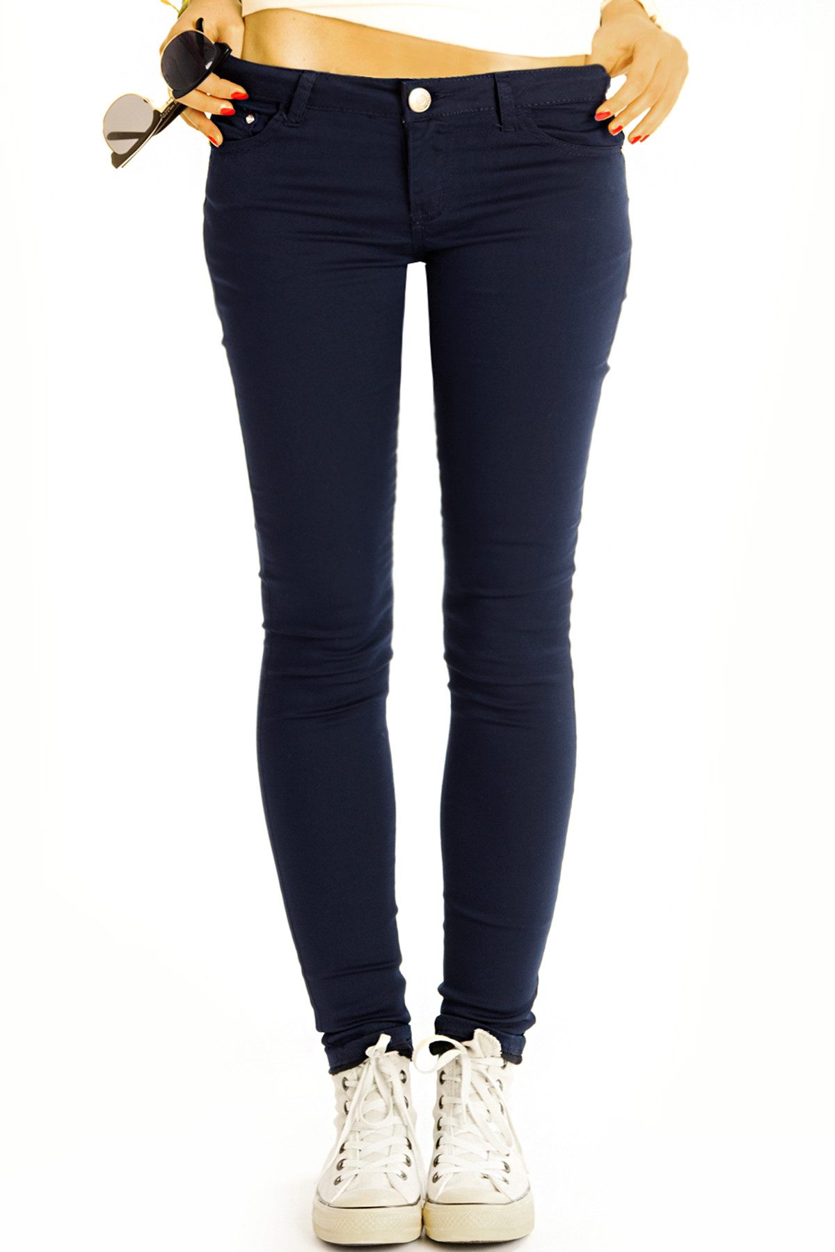 be styled Stretch-Hose Low Waist Hüfthose Röhrenjeans Skinny Hose- Damen - j34L-1-dunkelblau