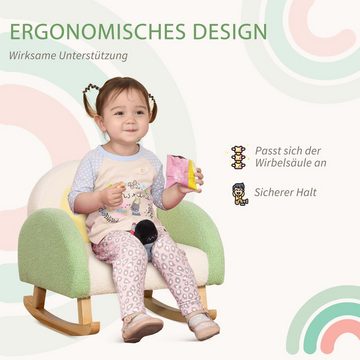 HOMCOM Sessel Schaukelstuhl für Kleinkinder Niedliches Design, Schaffell-Imitat Grün (Set, 1-St., Kindercouch für Kinder ab 1,5-3 Jahre), 50B x 45T x 44H cm