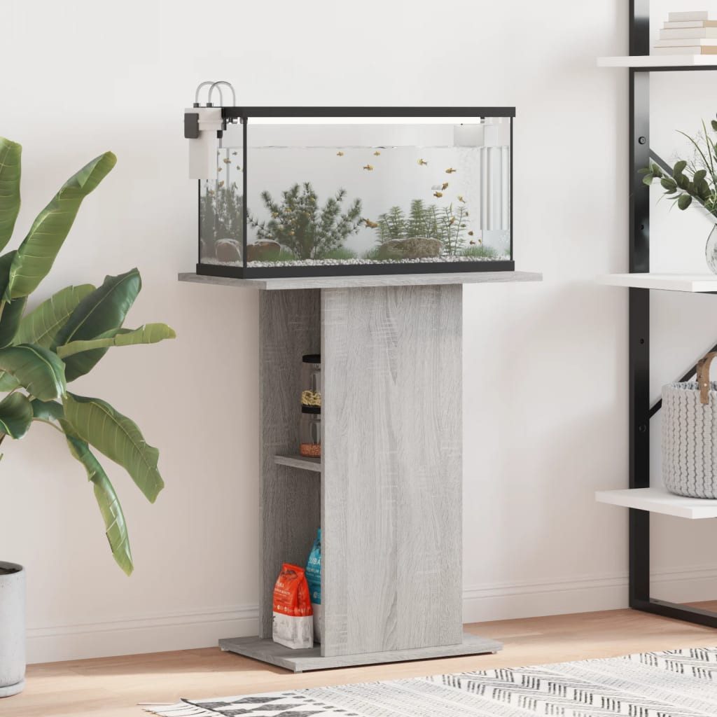 vidaXL Aquariumunterschrank Aquariumständer Grau Sonoma 60,5x36x72,5 cm Holzwerkstoff