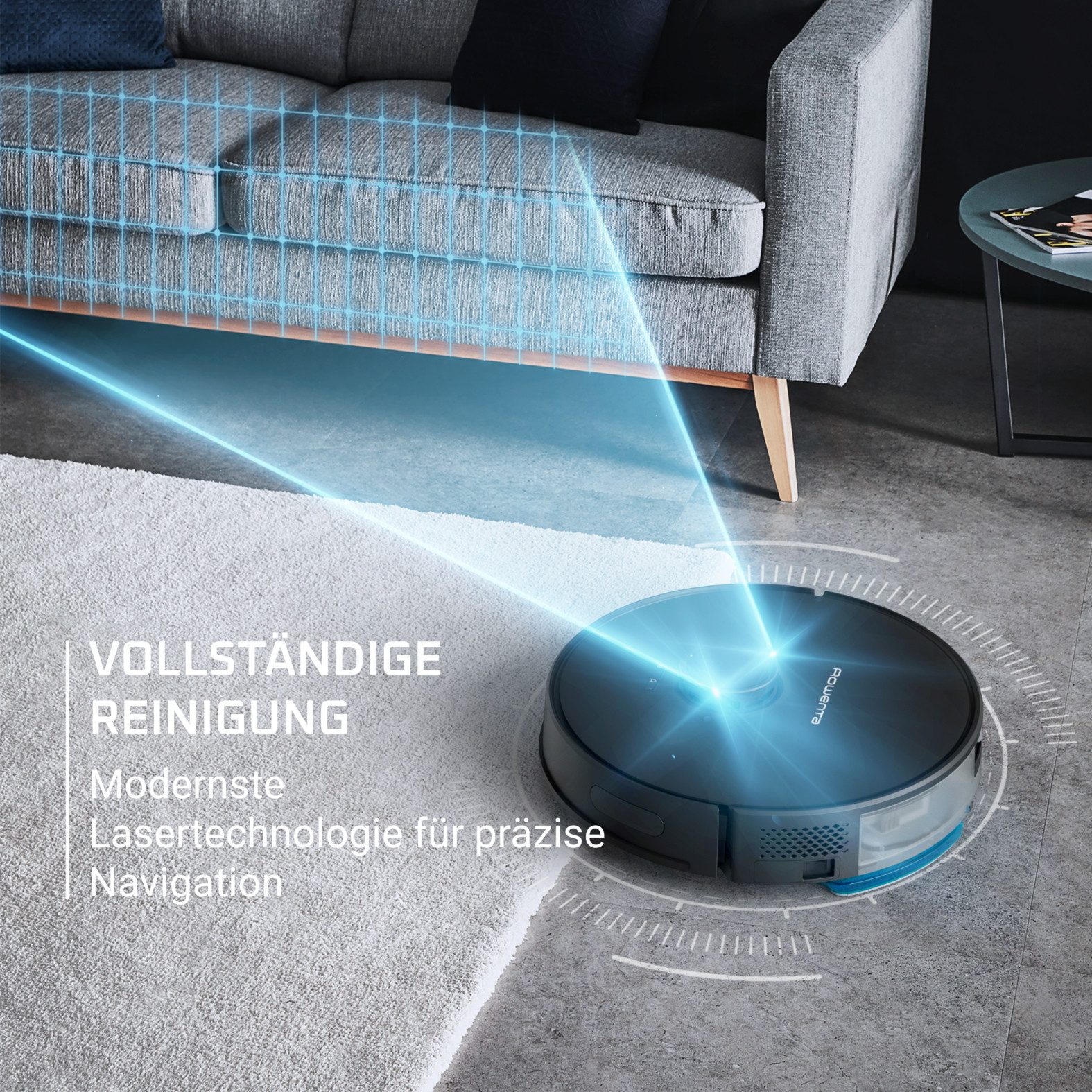 Rowenta Saugroboter mit Wischfunktion X-Plorer 75S Neo, 2700 Pa Saugleistung, präzise Lasernavigation, Sprach-Assistent, lange Akku-Laufzeit, RR85E1