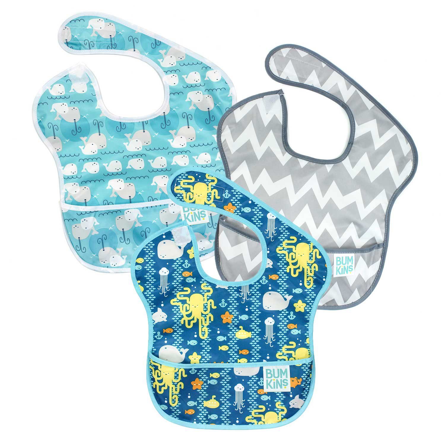 Bumkins Lätzchen 3er Set wasserabweisende Baby Lätzchen, 6-24 Monate –  abwaschbar