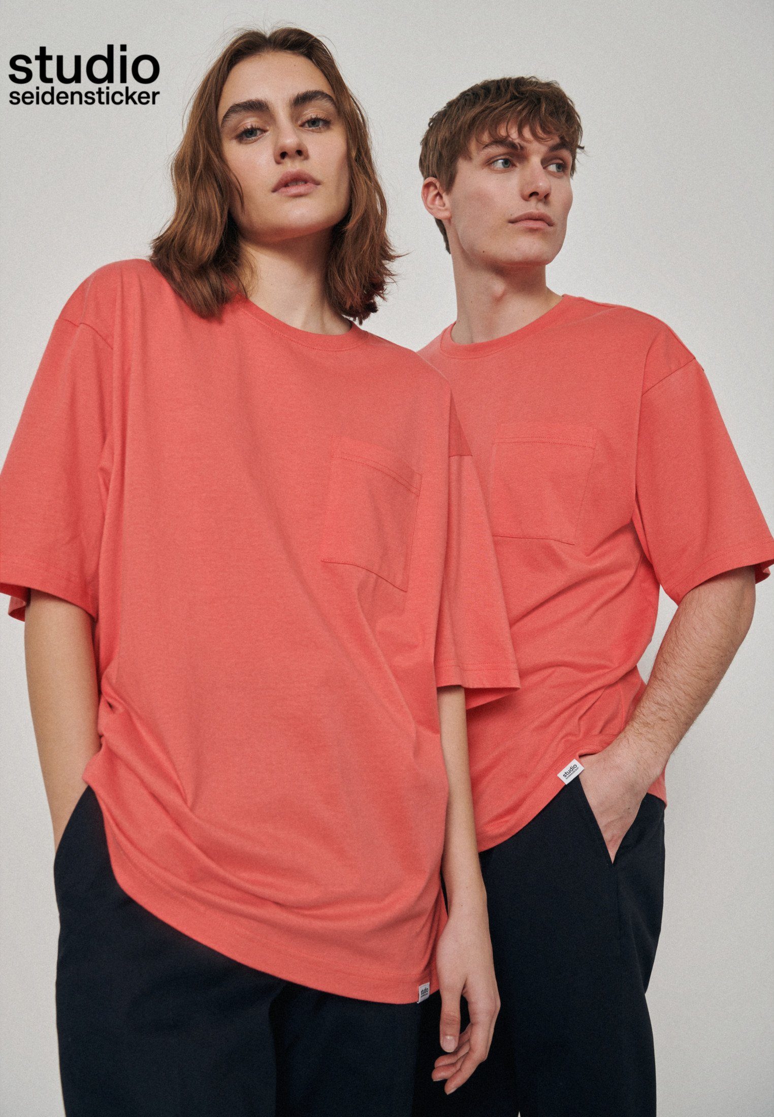 studio seidensticker T-Shirt Studio Kurzarm Rundhals Uni Rosa/Pink