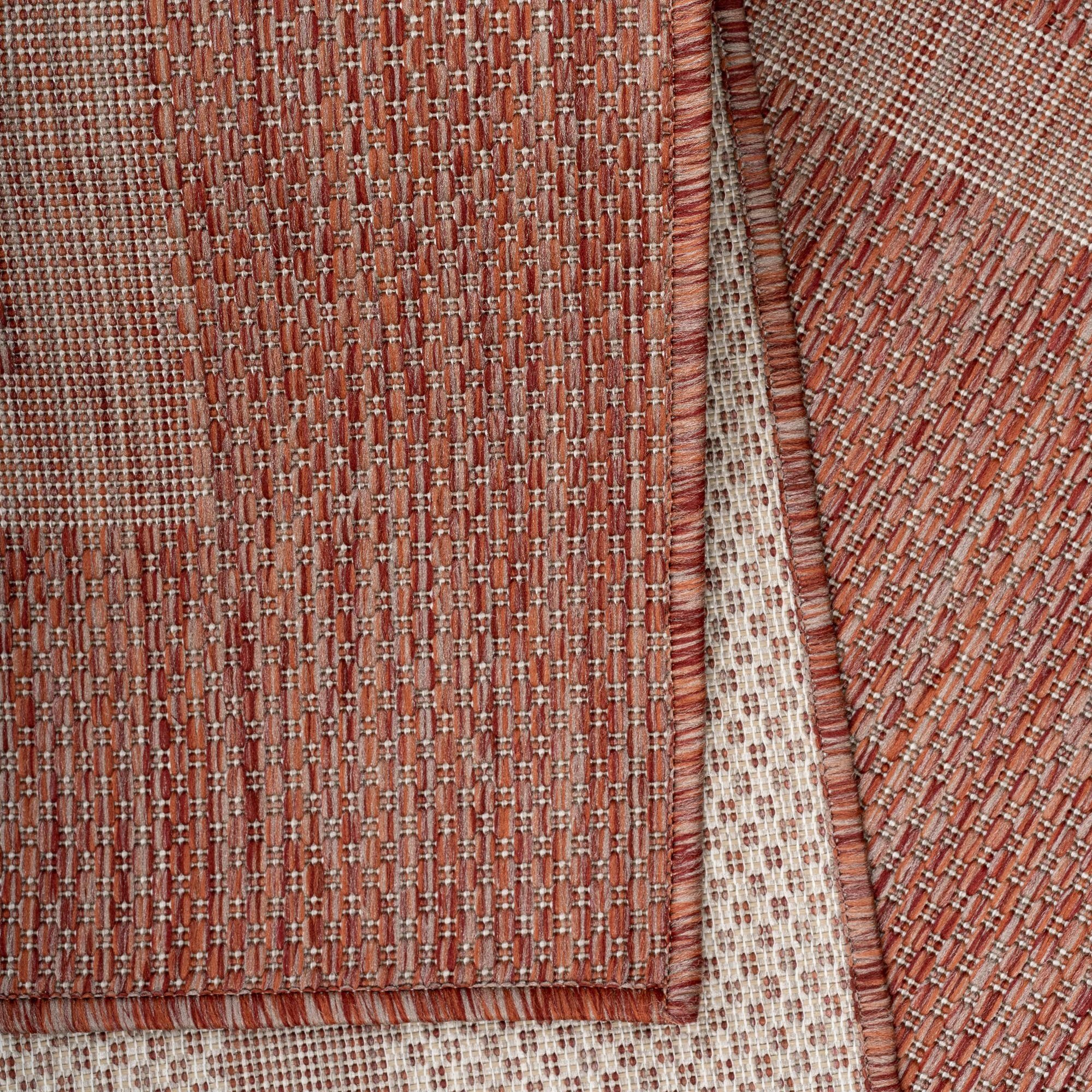Rot Teppich - 5 Flachgewebe Carpetsale24, Höhe: Läufer, Outdoorteppich Balkon Wetterfest Einfarbig, mm, Sisaloptik Unicolor Küchenteppich