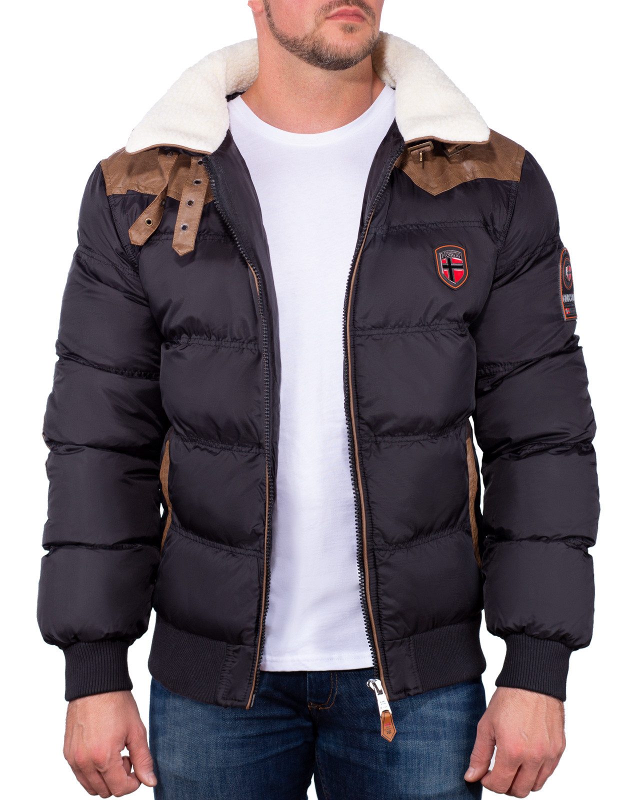 Geographical Norway Winterjacke Herren Regular Fit Outdoor baabramovitch Black 3XL Wind-, wasser- und kälteabweisend, ideal für kalte Wintertage
