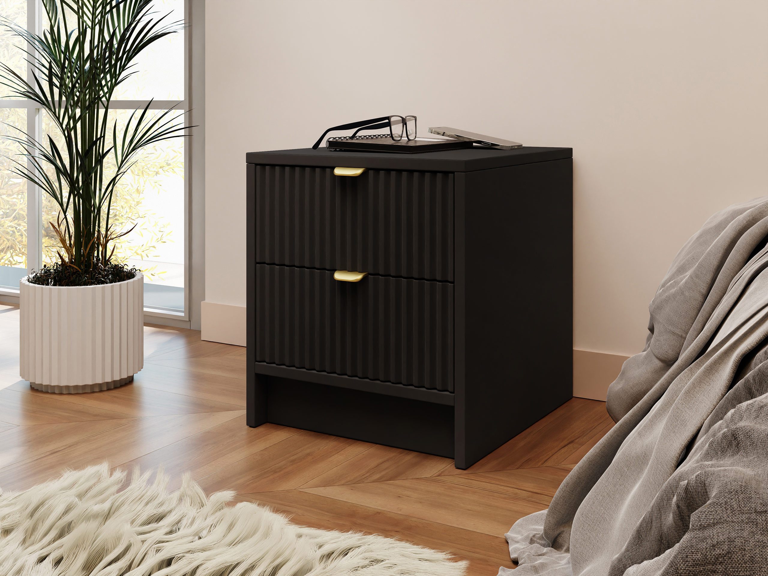 MIRJAN24 Nachttisch Tireno 2SZ (mit zwei Schubladen), Aluminiumgriff in der günstig online kaufen