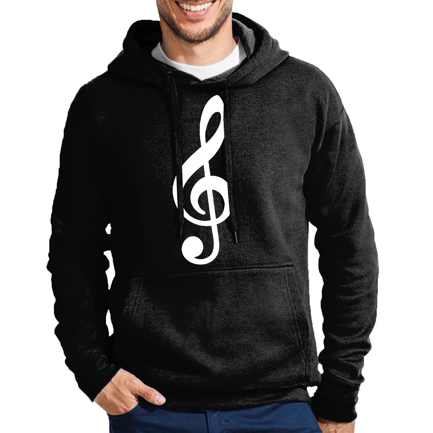 Blondie & Brownie Hoodie Herren Hoodie Notenschlüssel Musik Print Baumwollmix Streetwear Herren Hoodie Notenschlüssel Musik Motiv Kapuze Baumwollmix bequem