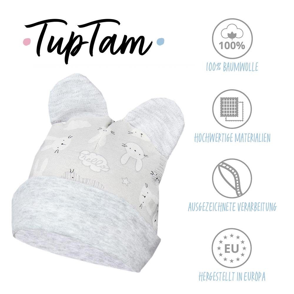 TupTam Baby mit Erstlingsmütze Pack Ohren 2er Grau Kaninchen Erstlingsmütze Weiß / TupTam