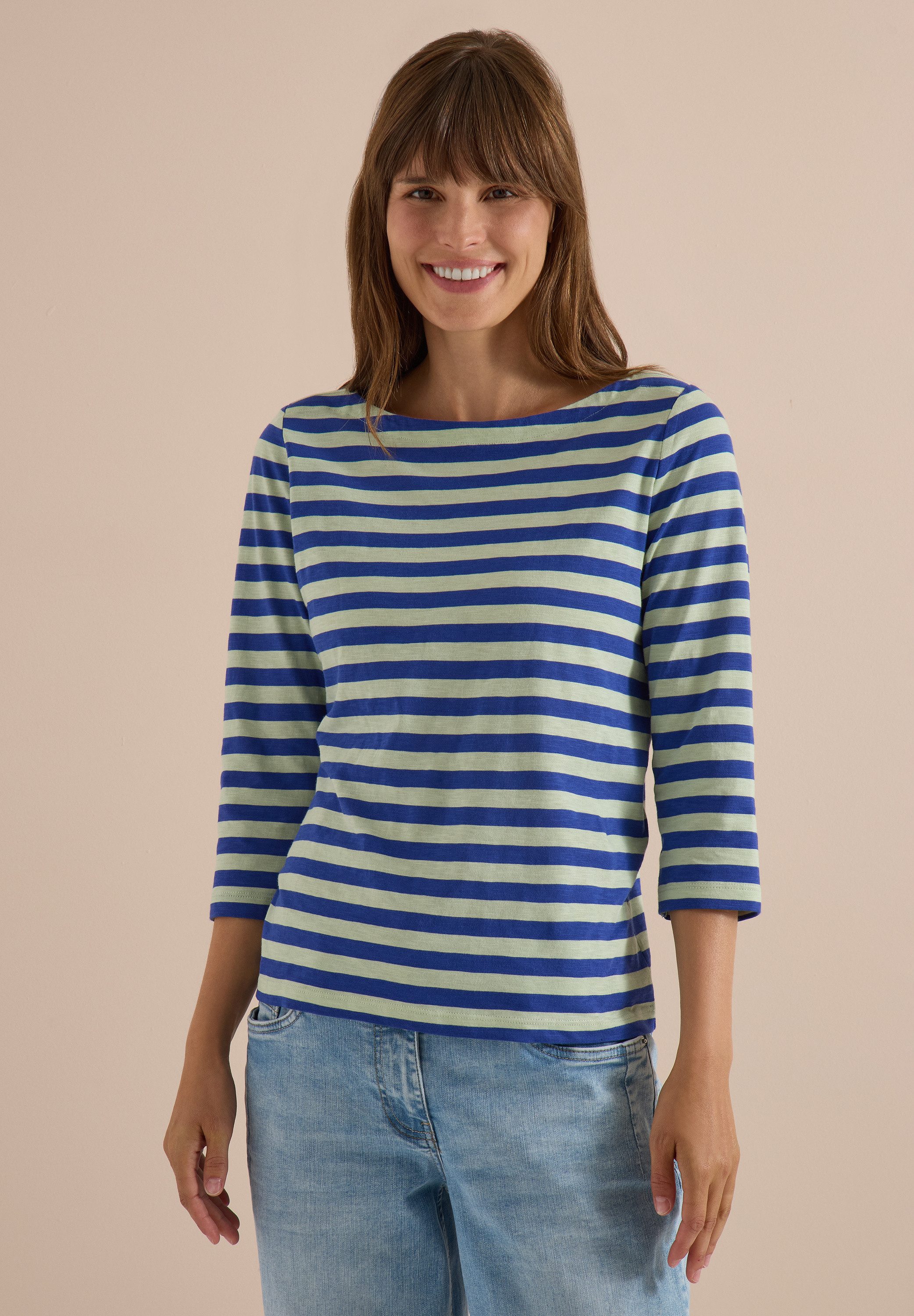 CECIL 3/4-Arm-Shirt aus reiner Baumwolle