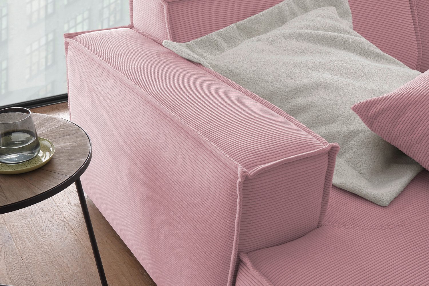 KAWOLA Big-Sofa SAMU, Couch Feincord verschiedene Farben 256x168 cm