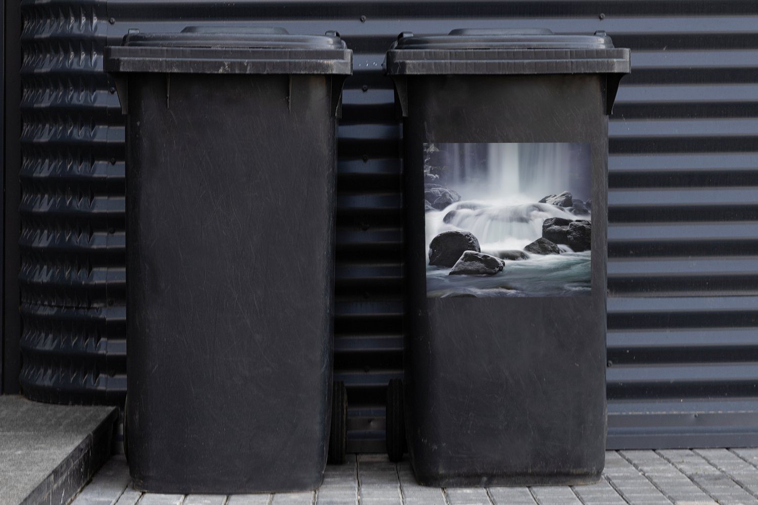 St), - Steine Mülleimer-aufkleber, Abfalbehälter (1 Wasserfall Container, MuchoWow - Wandsticker Natur Mülltonne, Sticker,