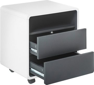 MCA furniture Rollcontainer Tadeo, weiß matt, Absetzungen in Grau Matt