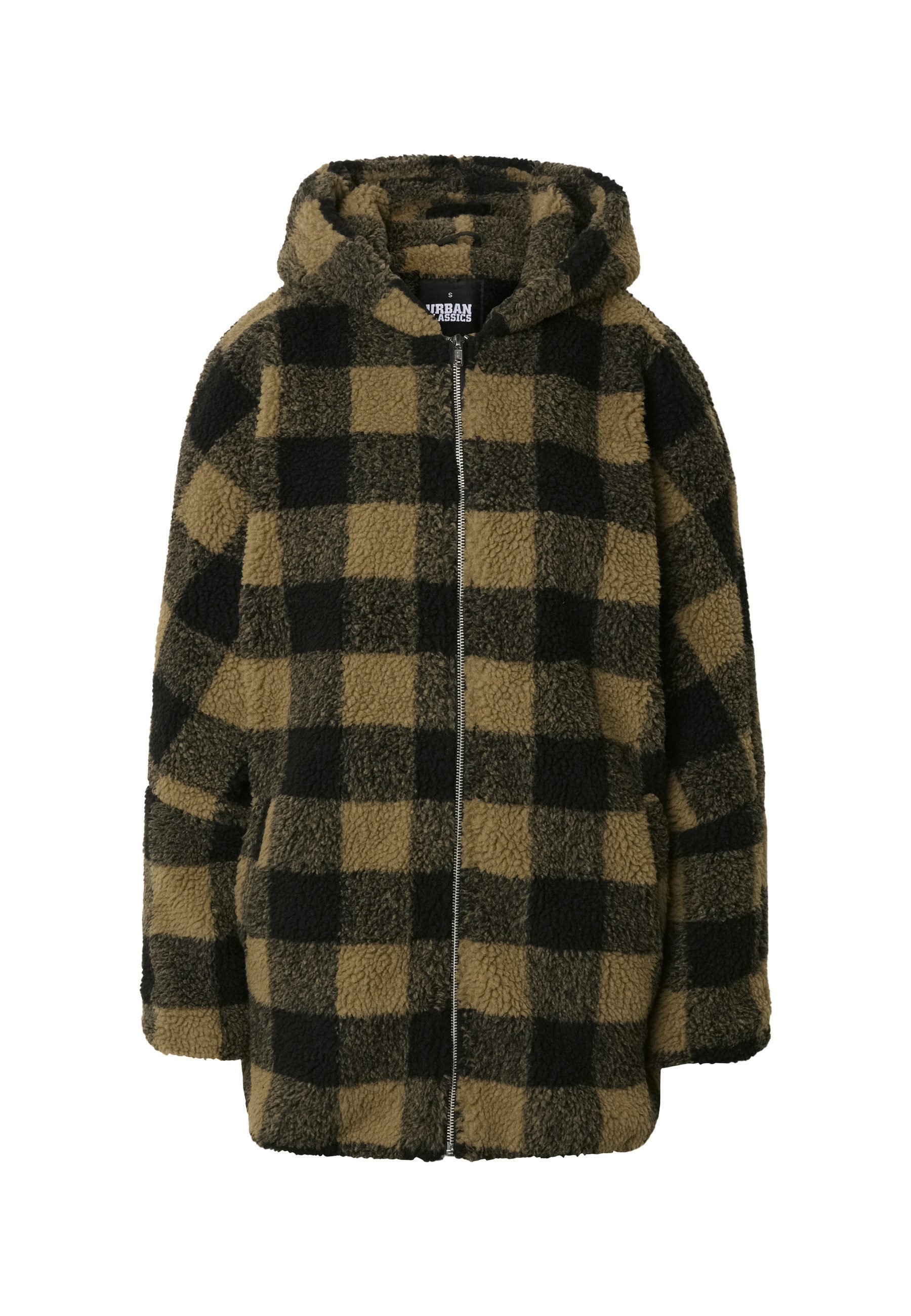 URBAN CLASSICS Winterjacke Urban Classics Damen Ladies Hooded Oversized Check Sherpa Jacket (1-St)