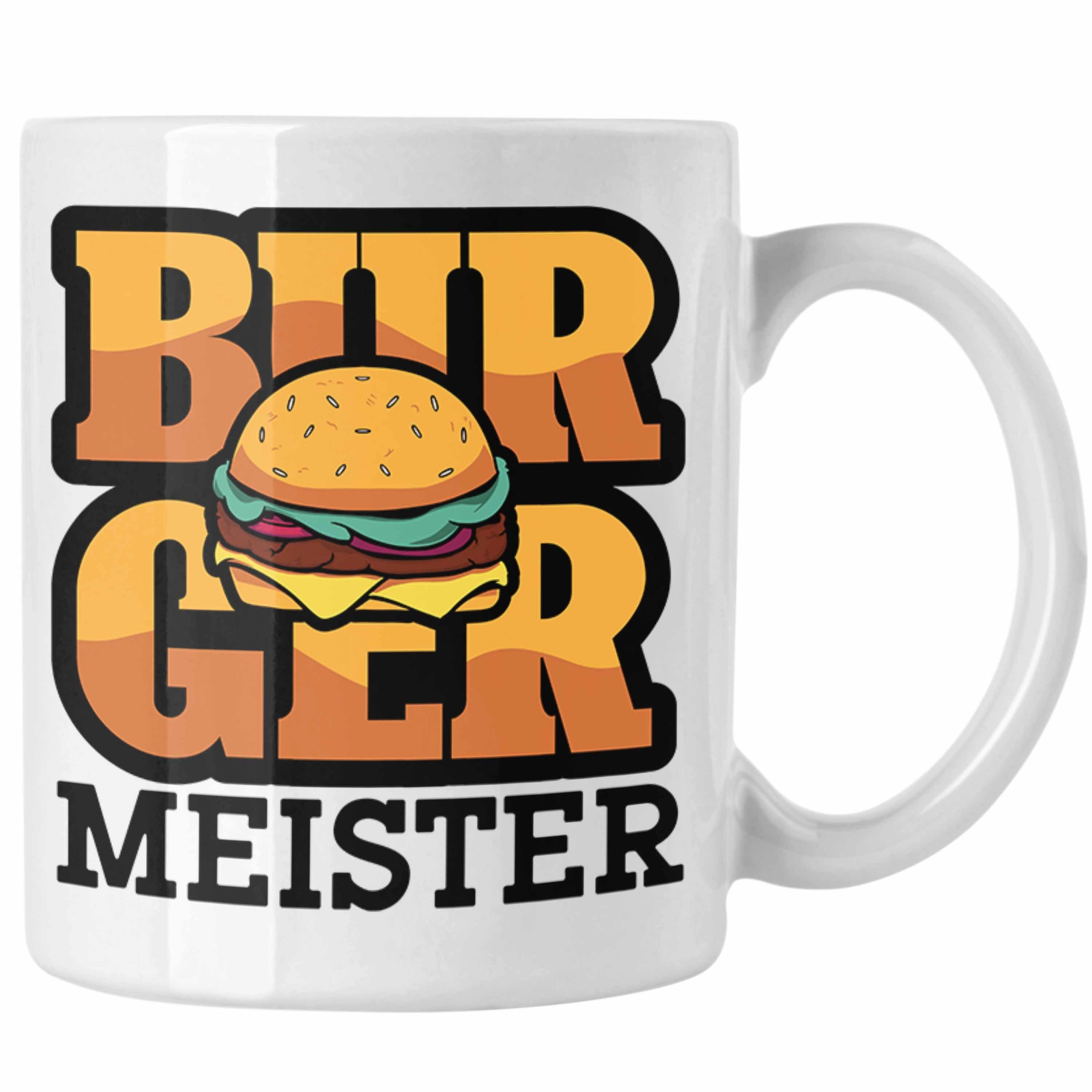 Trendation Tasse Burger Meister Tasse Geschenk Spruch Grillen Sommer Burger Liebhaber G Weiss