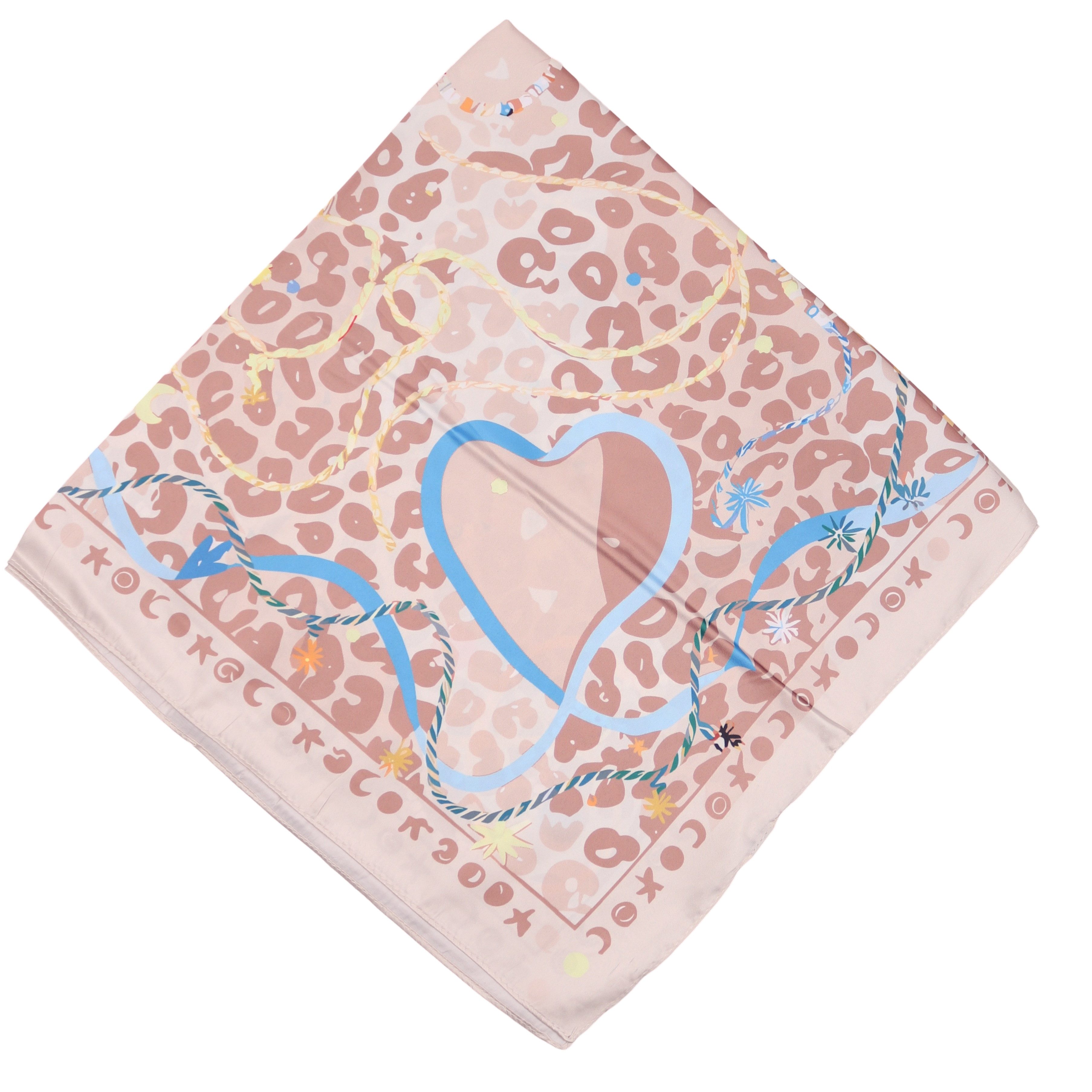 MIRROSI Nickituch Damen Halstuch mit Leo-Herz Print, aus 100% Viskose, (70x70 cm, Herbstfarbe), Damen Halstuch deal für Frühling,Sommer, Herbst
