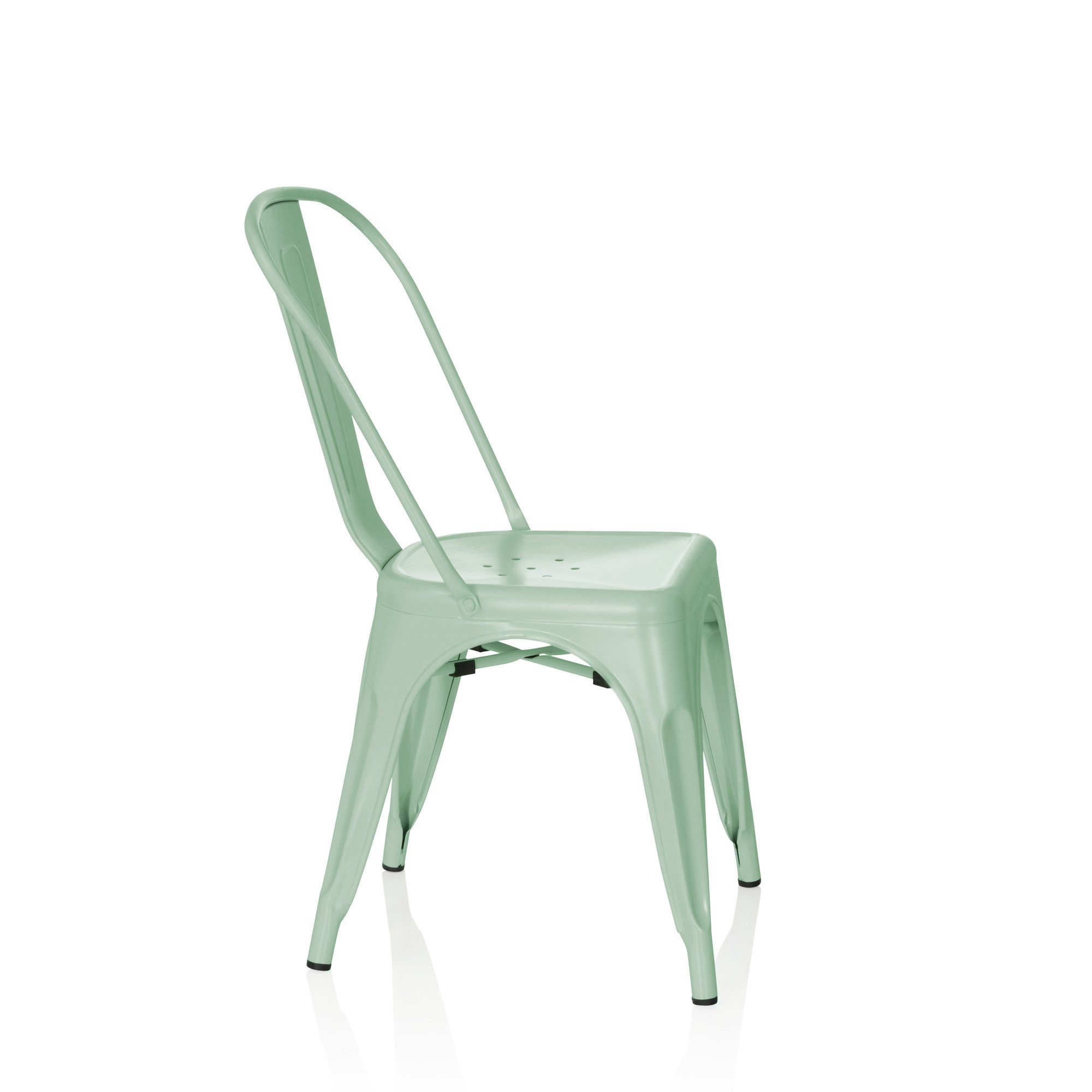 VANTAGGIO Stuhl OFFICE Armlehnen, Esszimmerstuhl Bistrostuhl Pastellgrün ohne BRUSH Metall hjh
