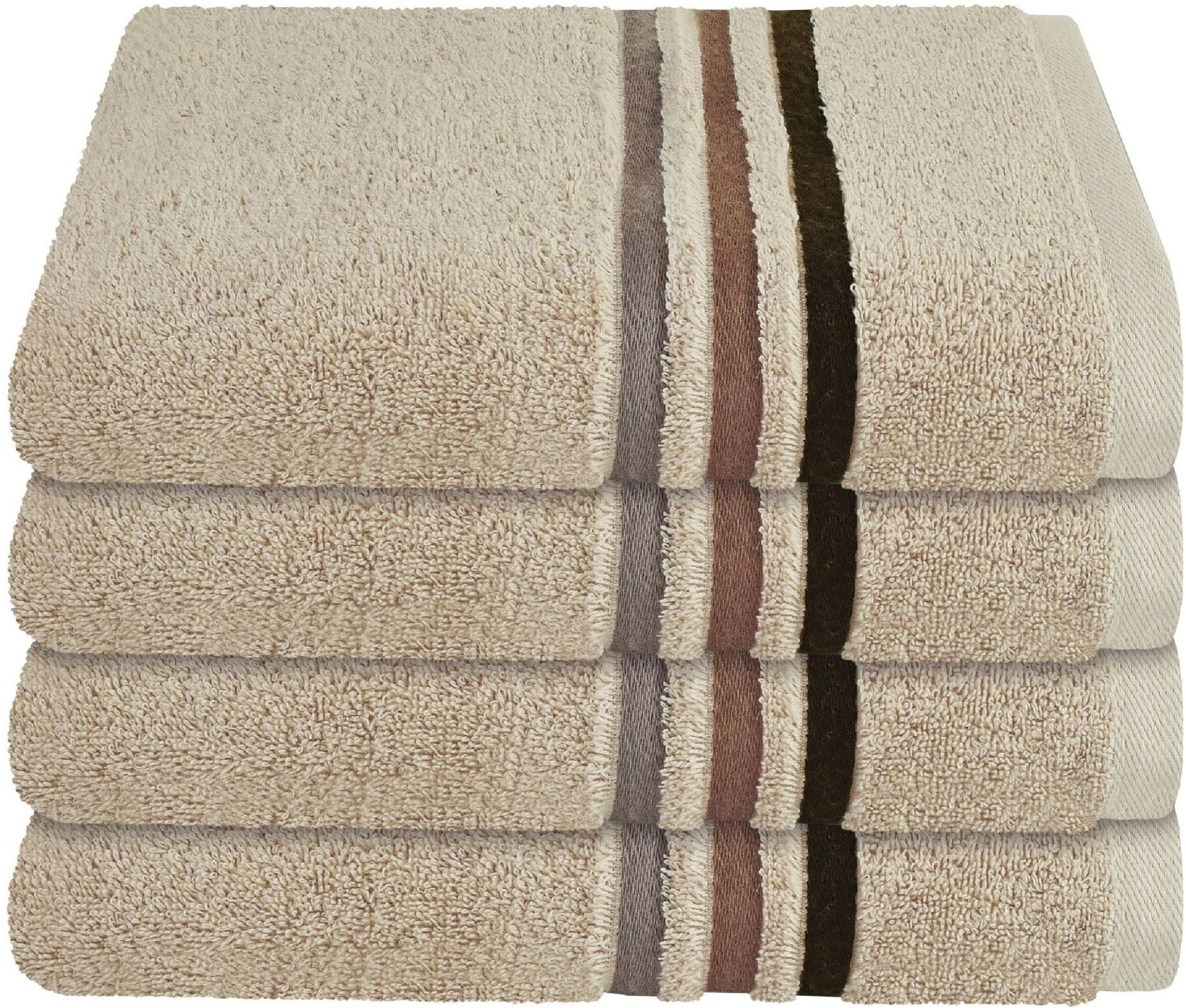 Schiesser Handtücher Skyline Color aus 100 % Baumwolle mit eleganter Streifenbordüre, Frottier (Set, 4-St), OEKO-TEX® MADE IN GREEN