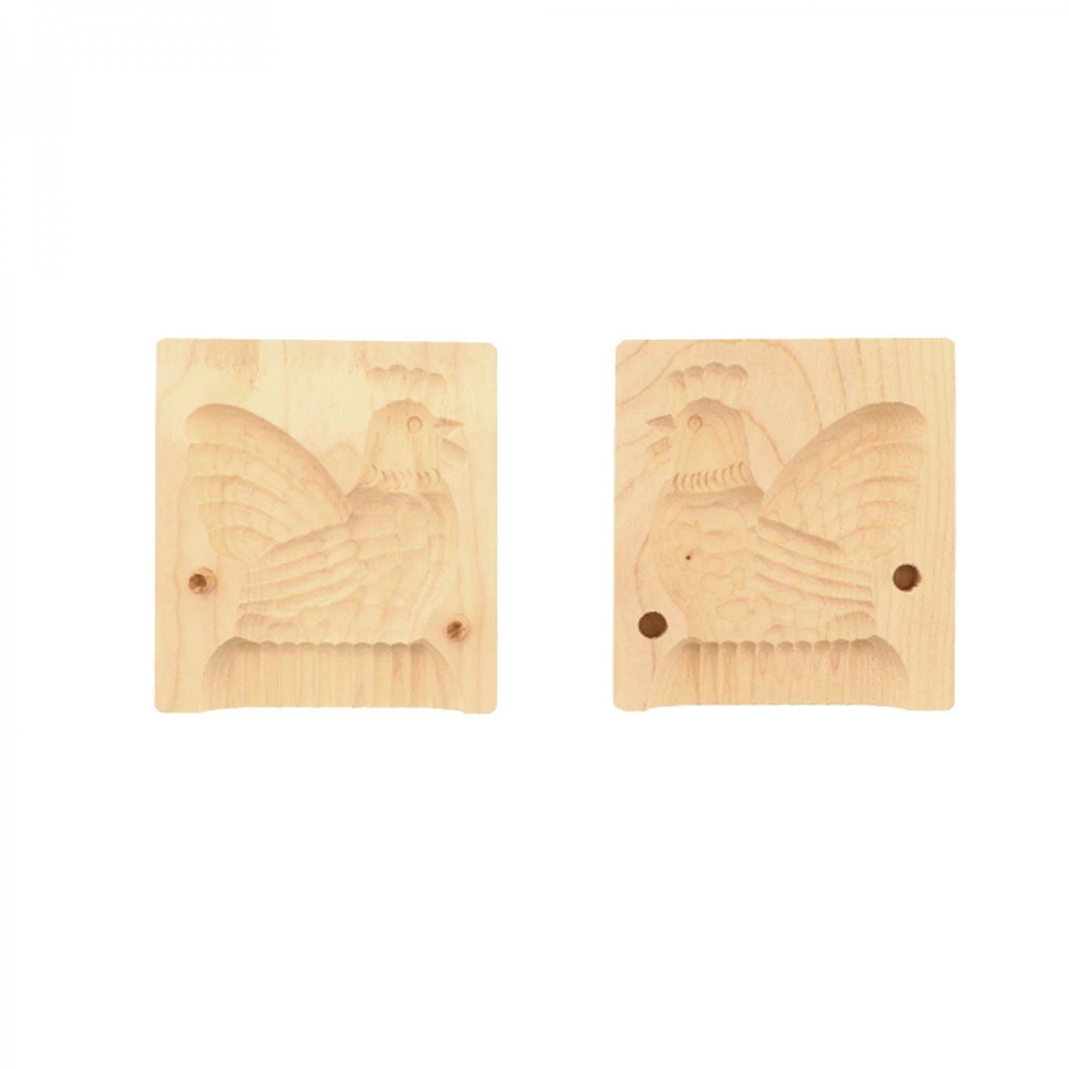Butterform mit Hahn, Servierplatte Tiermotiv 2-teilig aus mitienda Holz