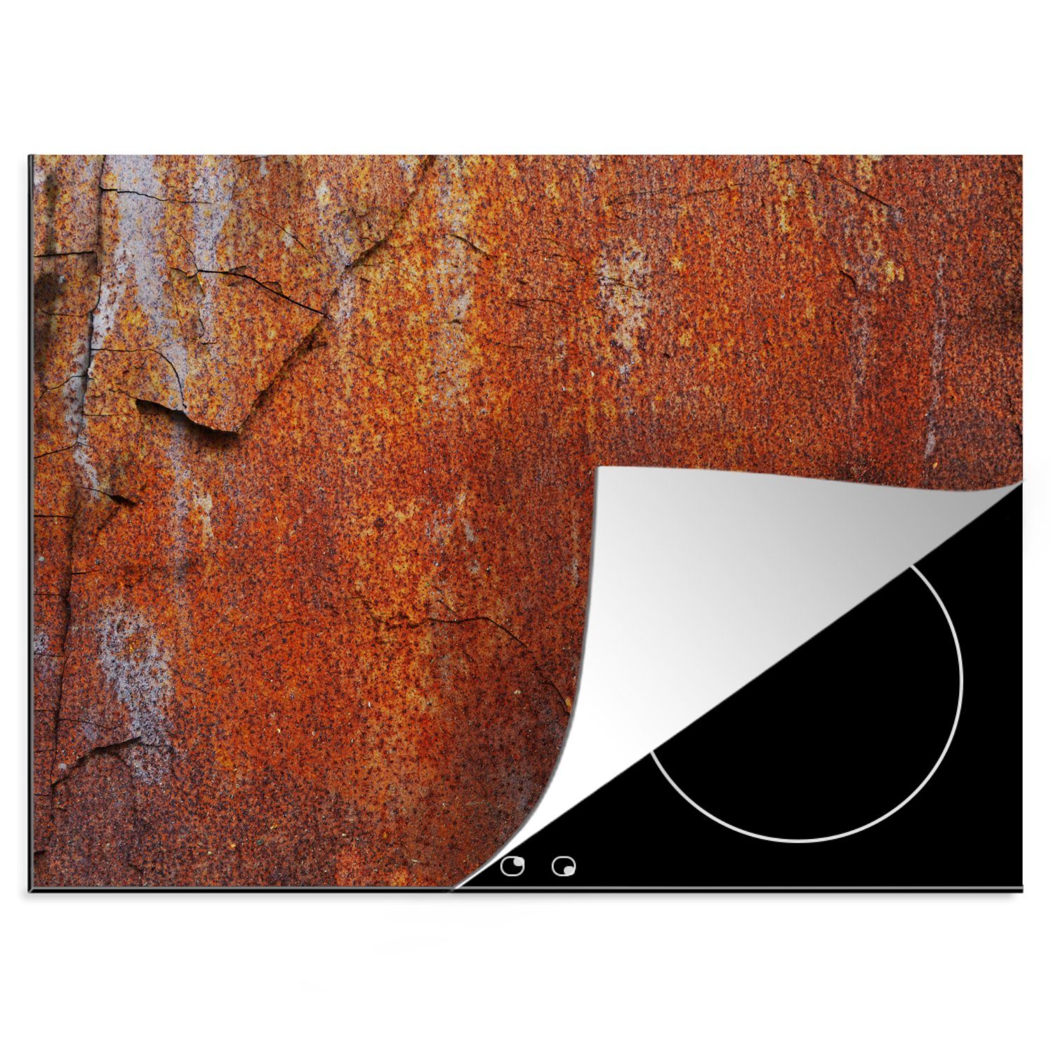 MuchoWow Herdblende-/Abdeckplatte Kochfeldschutz - Bügeleisen - Retro - Induktionsschutz - Rost, Vinyl, (1 tlg), 60x52 cm, Mobile Arbeitsfläche nutzbar, Ceranfeldabdeckung