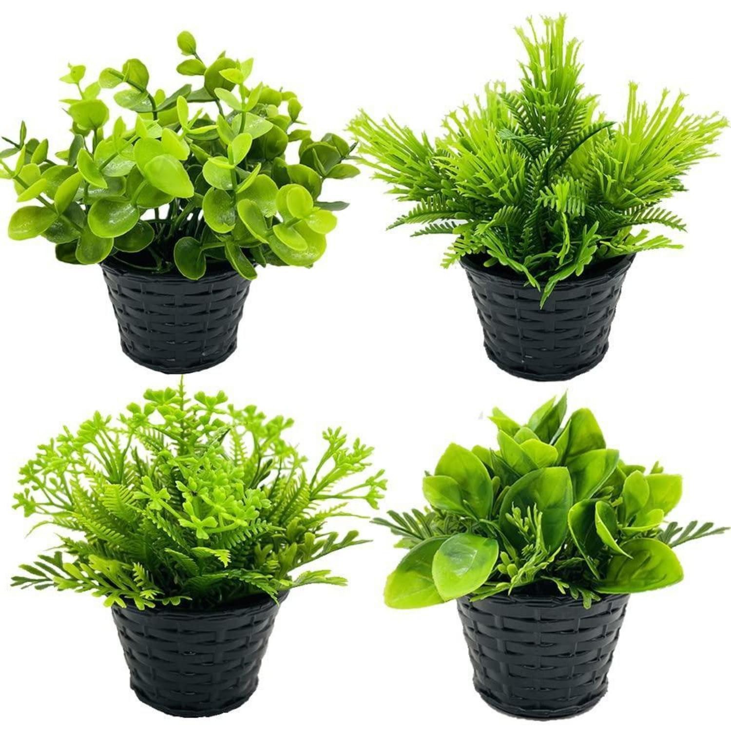 Kunstpflanze Kunstpflanzen Mini Eukalyptus Rosmarin 4 Stk. Deko 6x15cm, LuxusKollektion, Höhe 16 cm