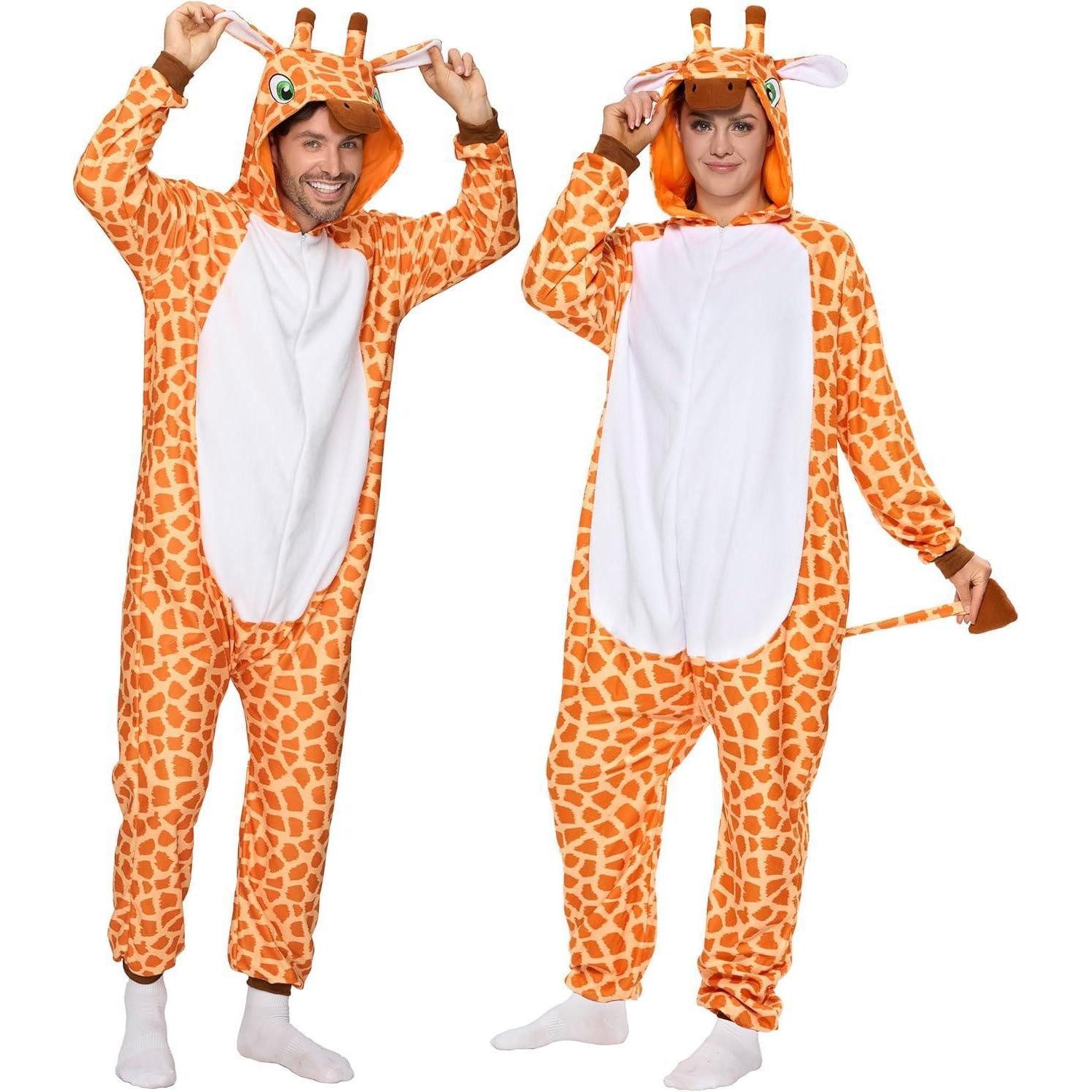 LuxusKollektion Maskottchen-Kostüm Unisex Plüsch Pyjama Giraffe Tier Kostüm Halloween Karneval Größe S