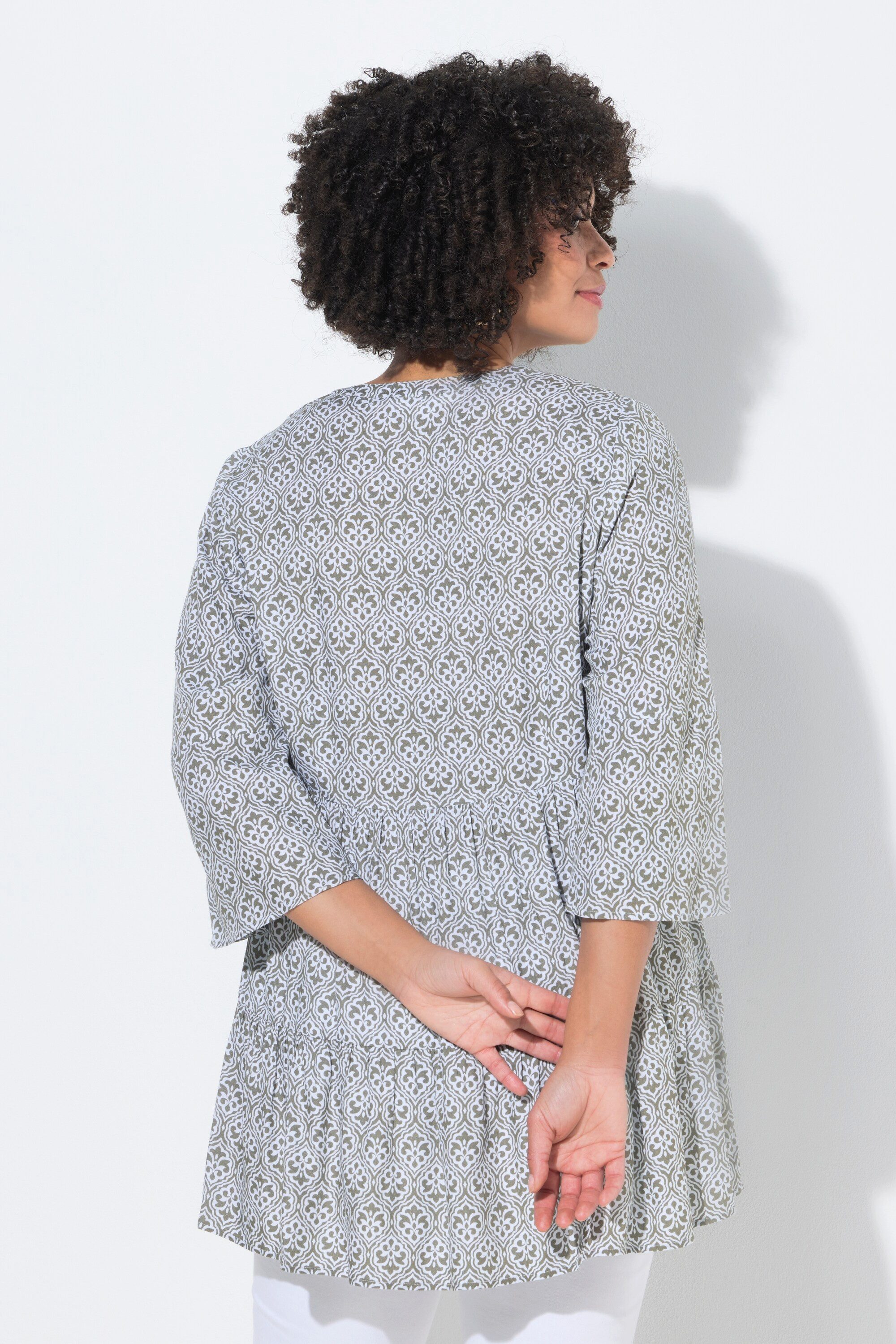 Angel of Style Tunika Longtunika A-Linie Ornament-Muster 3/4-Ärmel