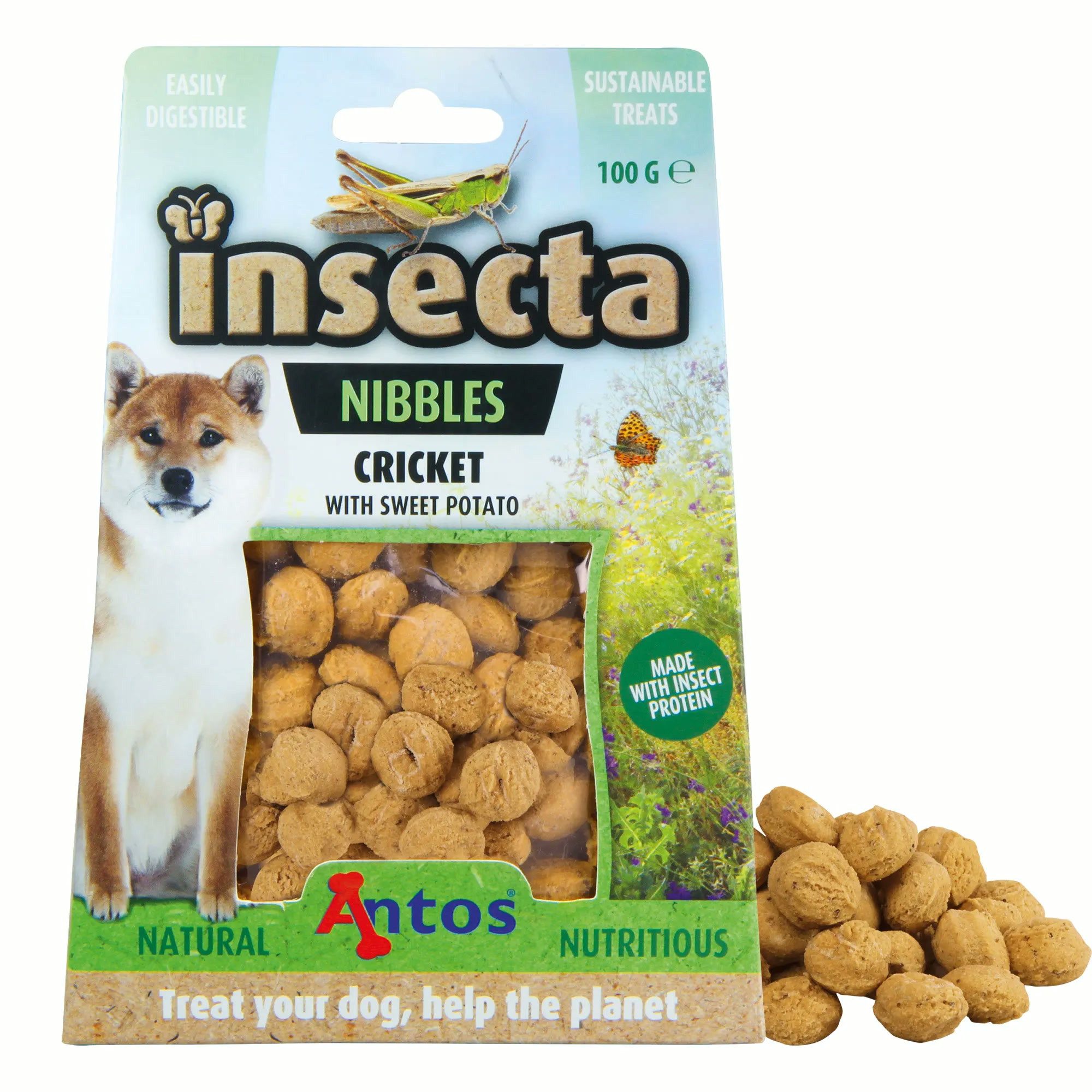 Schecker Leckerli mit Insekten - Nibbles Cricket (Grillen & Süßkartoffel), Snack für: Hunde, nachhaltiger Snack mit nur 4 Zutaten