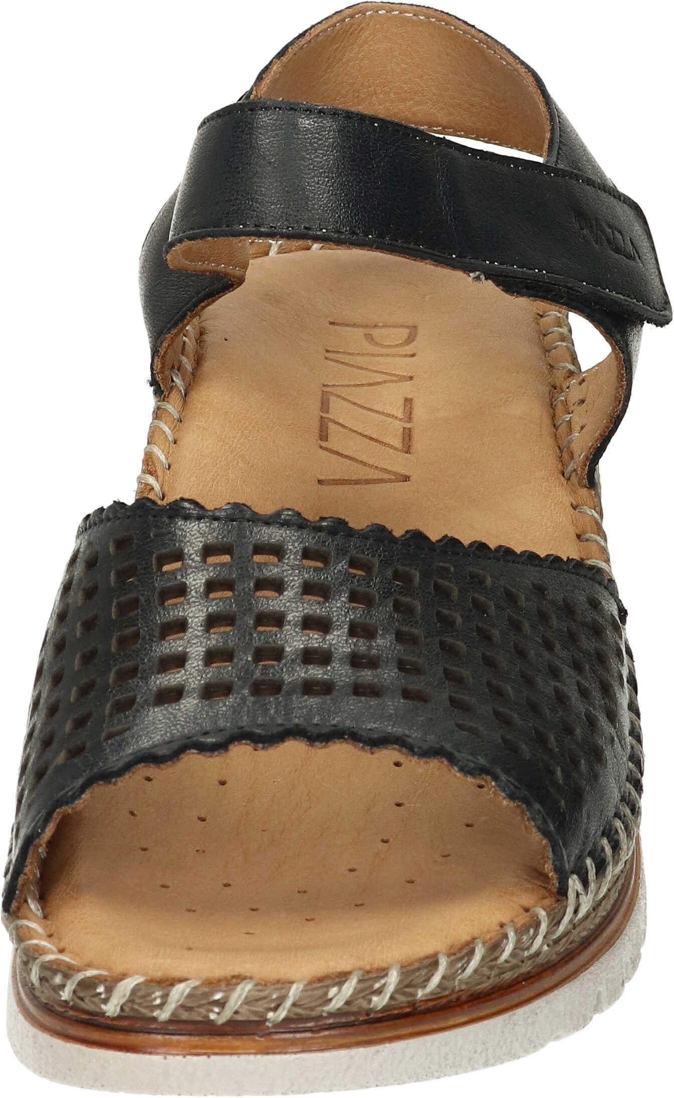 Sandalen Leder schwarz Sandalette echtem Piazza aus