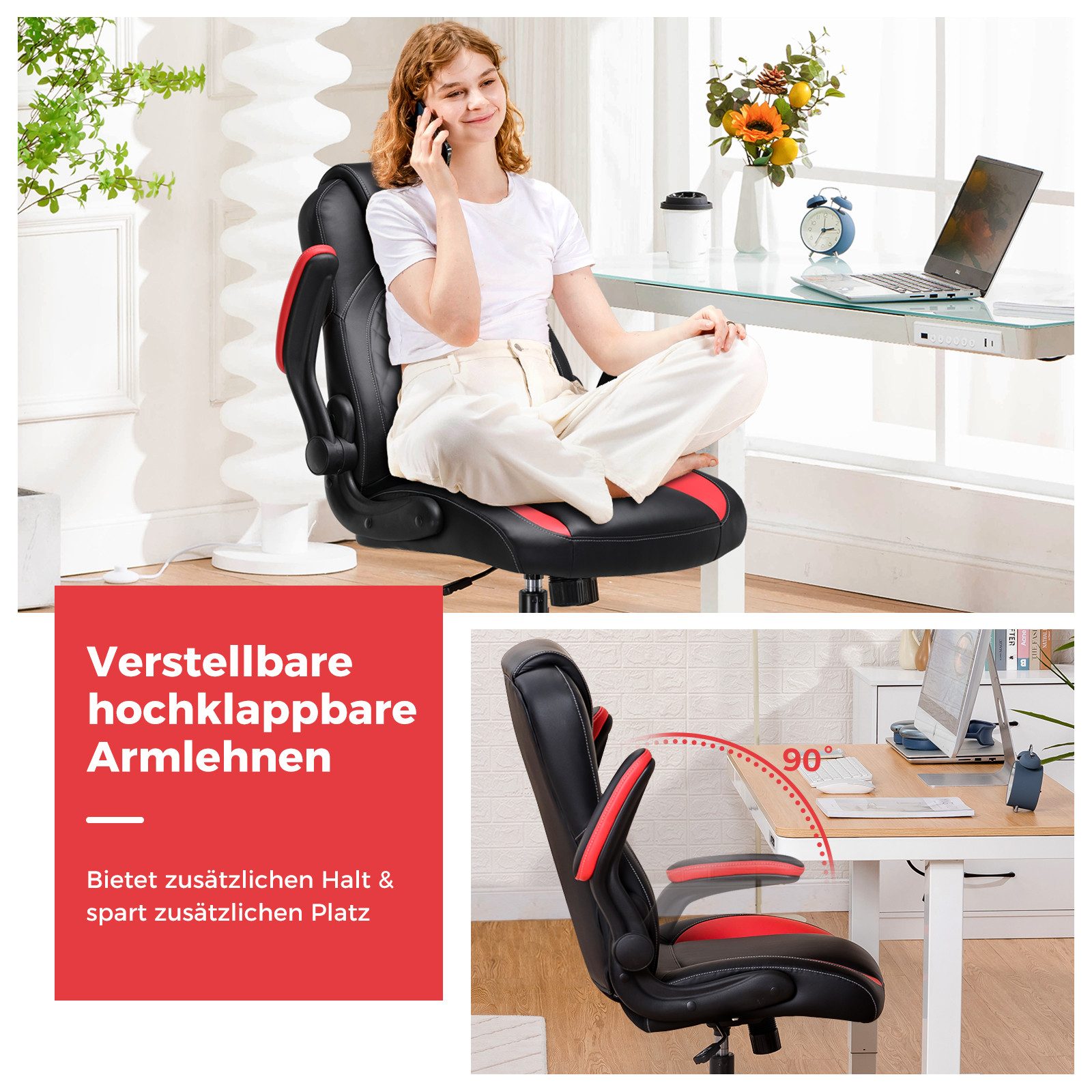 GTPLAYER Gaming-Stuhl Bürostuhl Gaming Stuhl Ergonomischer Schreibtischstuhl Drehstuhl (Packung), Gamer Stuhl mit verstellbaren Armlehnen Belastung 150 kg