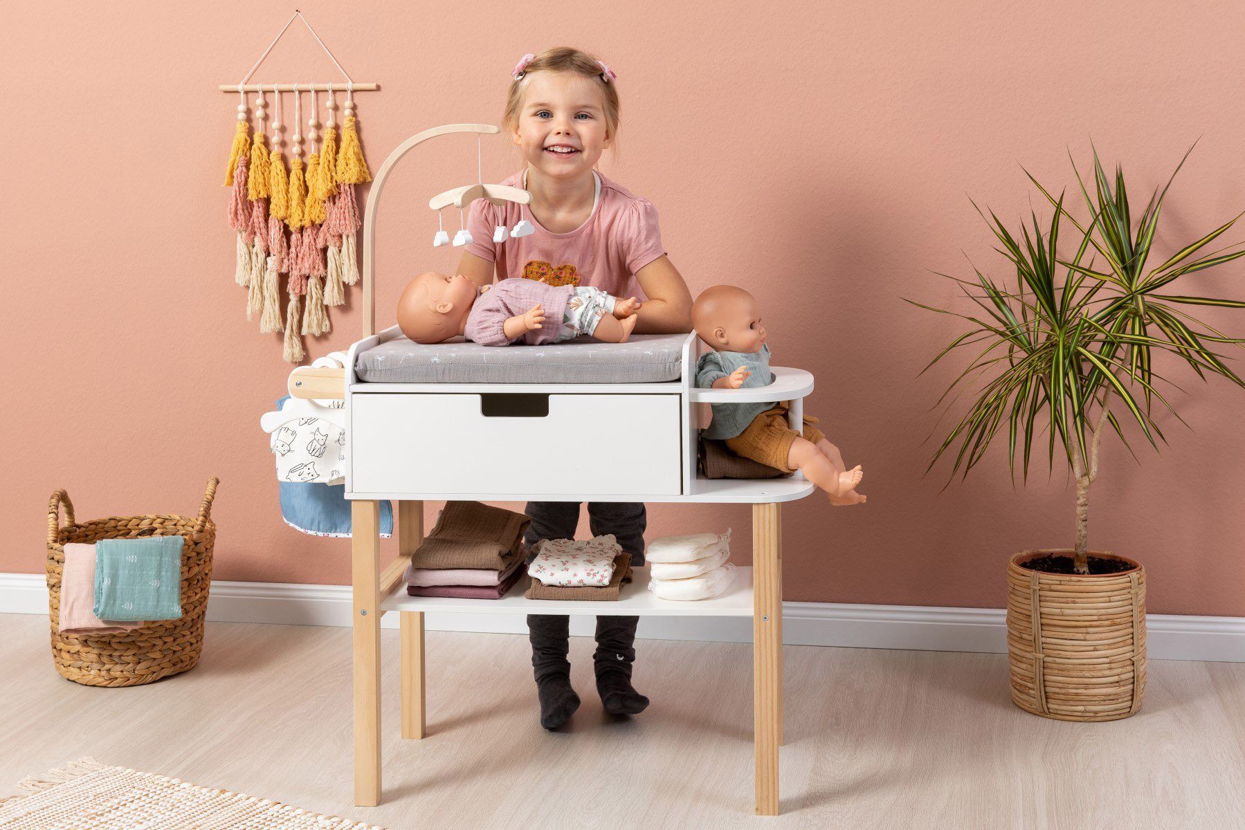 MUSTERKIND® Puppenwickeltisch Viola, natur/weiß