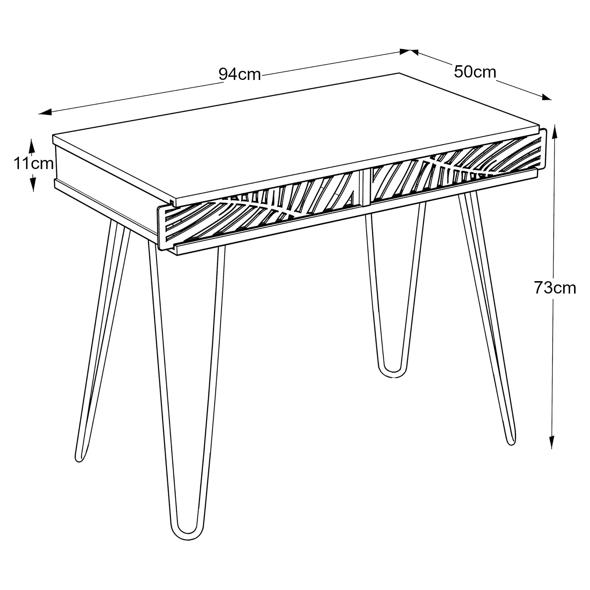 Schreibtisch, | Schwarz / Hairpinlegs »Tinn« Metall Schwarz en.casa Anthrazit mit aus 94x50x73cm Anthrazit