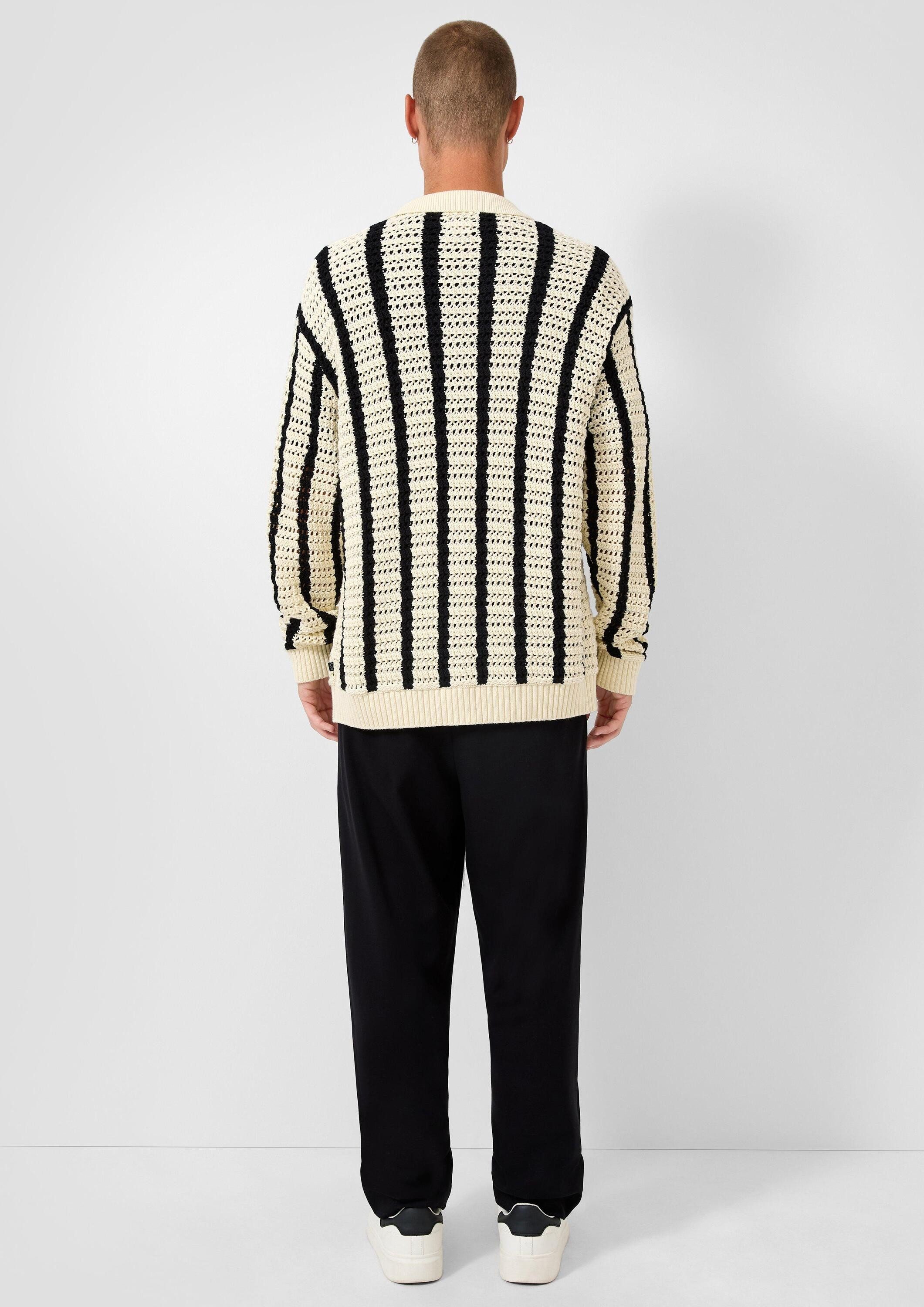 QS Cardigan Strickpullover Strickjacke mit Häkelstruktur