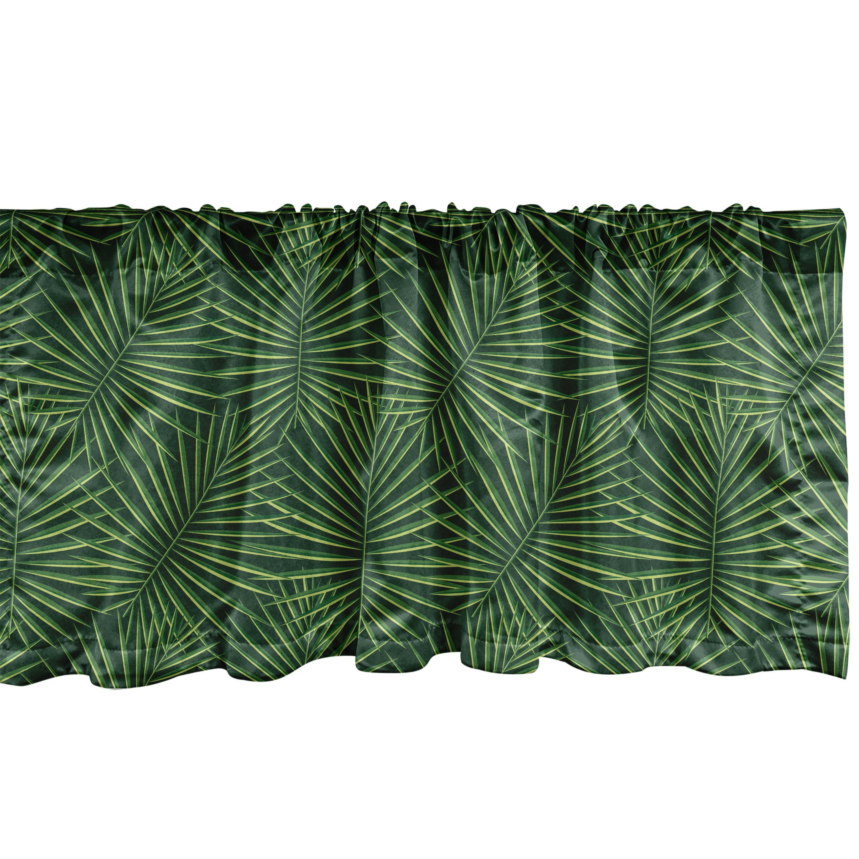Dschungel-Laub Palm Dekor Leaf Vorhang Küche Schlafzimmer Monochrome Scheibengardine Volant Microfaser, Abakuhaus, mit Stangentasche, für