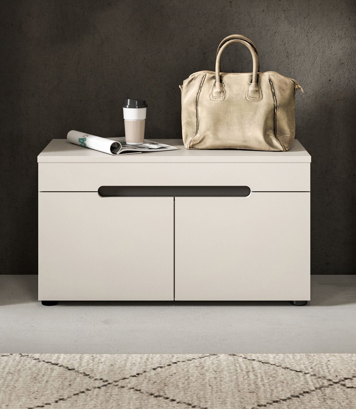 Home affaire Sitzbank REHAT, TOPSELLER!, Breite 80cm, 2 Türen, 2 Fächer (in verschiedenen Farben erhältlich), Garderobenbank, Flurbank, Dielenbank, Bank mit Stauraum, Bank