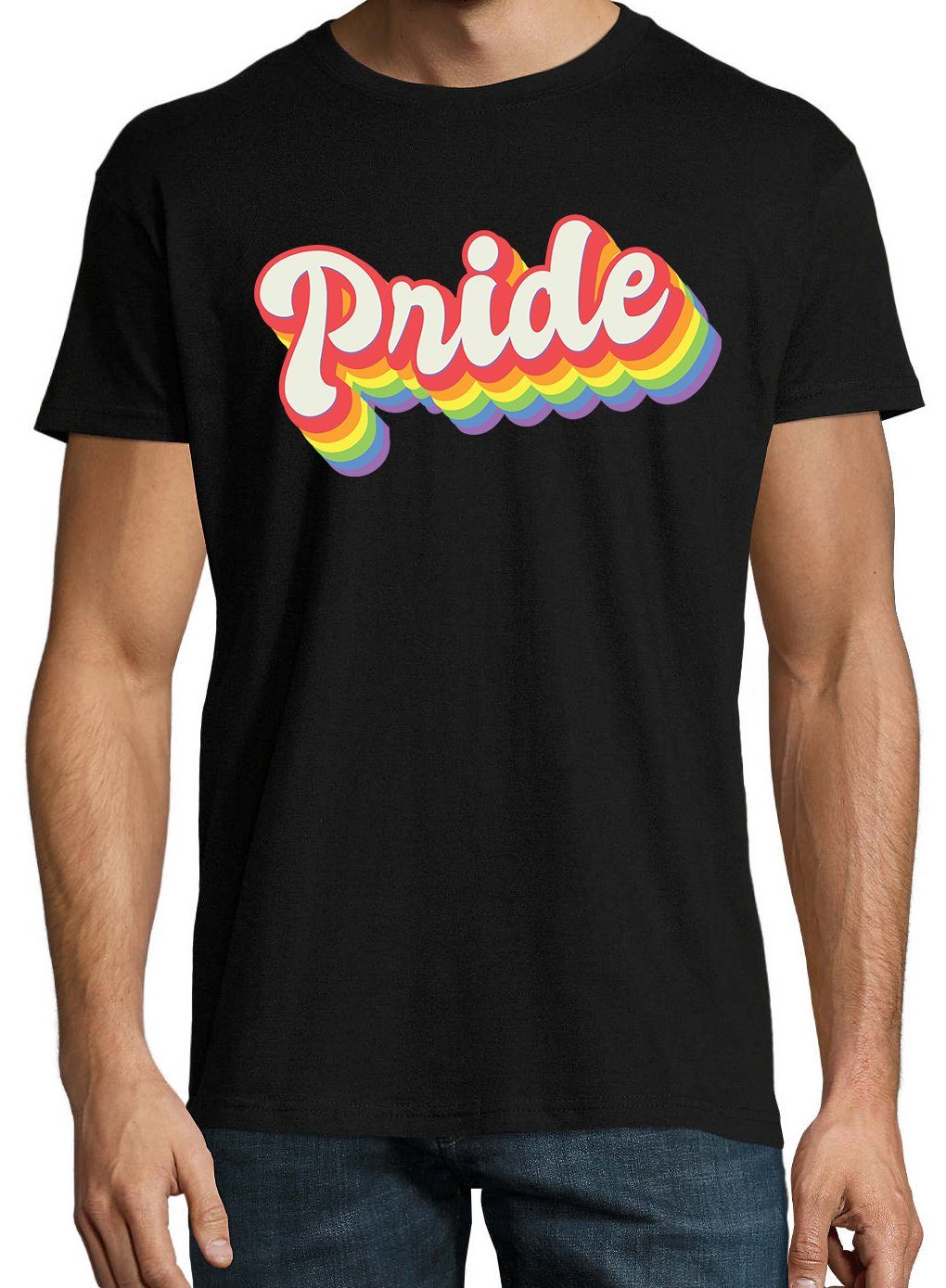 Youth Aufdruck Print-Shirt PRIDE Schwarz T-Shirt Herren Designz mit Logo