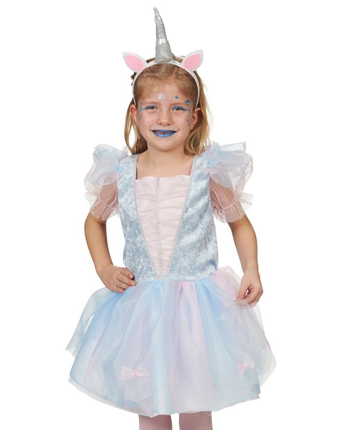 Kostüm Einhorn 'Dreamy' für Mädchen - Hellblau Rosa Glitz