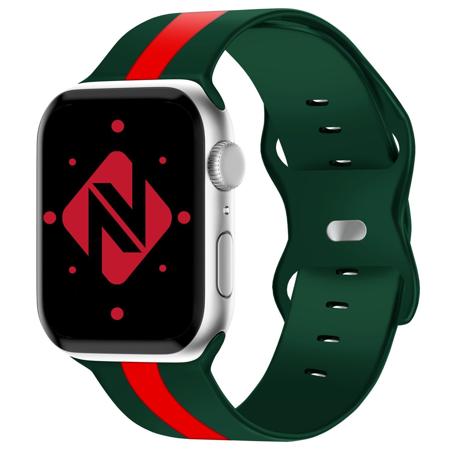 Nalia Smartwatch-Armband Apple Watch 44/45/46/49mm, Gestreiftes Silikon Ersatzband / für Sport Fitness Uhr / Atmungsaktiv