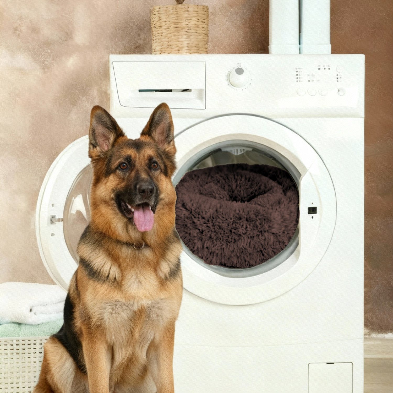 BENNO Hundebett Hundebett BALU Donut 70x70x16 cm, rutschfest, abnehmbarer Bezug, Hundebett BALU 70 cm – rundes Kuschelbett, waschbar, rutschfest – Bild 5 von 5