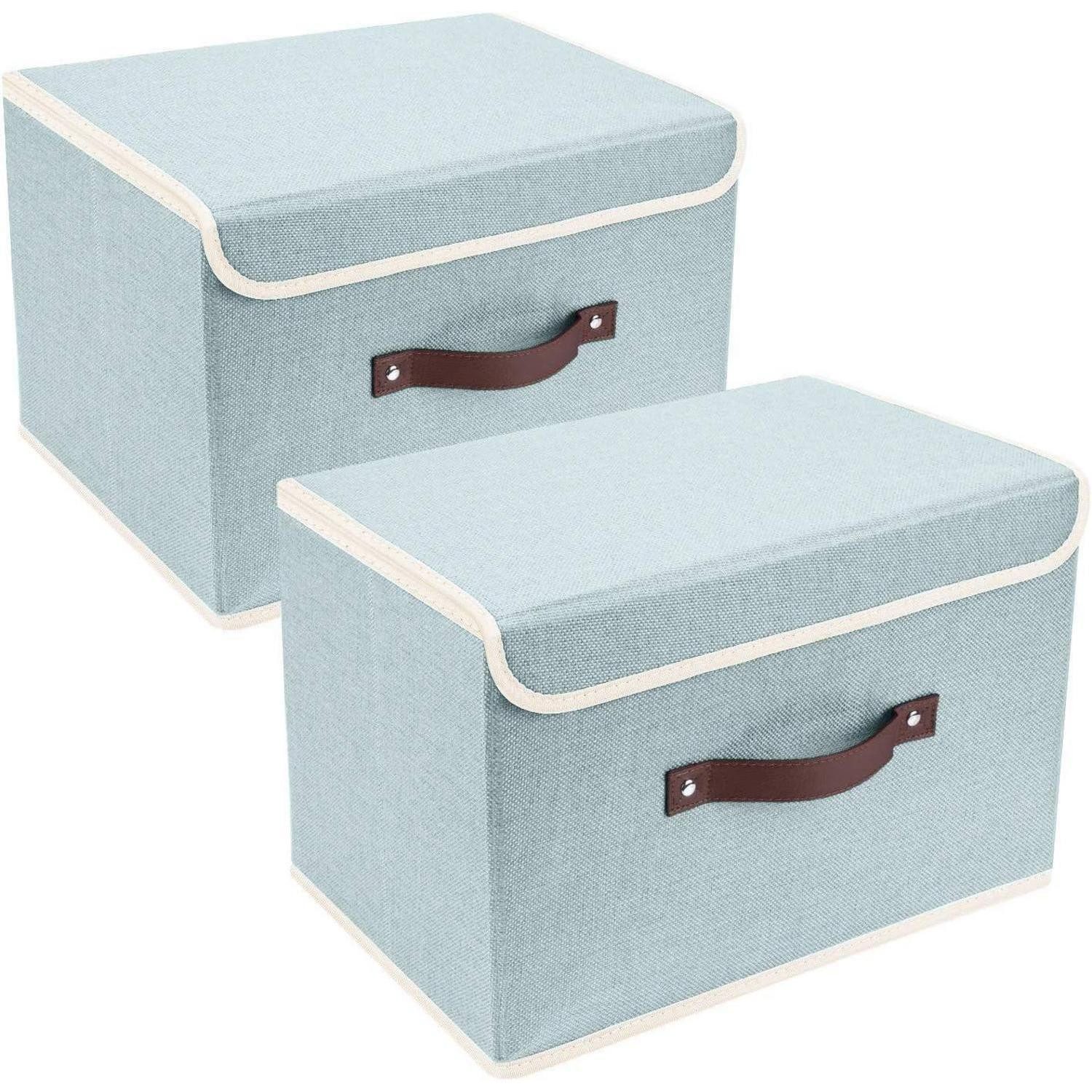 LuxusKollektion Faltbox Faltbare Aufbewahrungsbox mit Deckel 38x25x25cm Aqua Spring