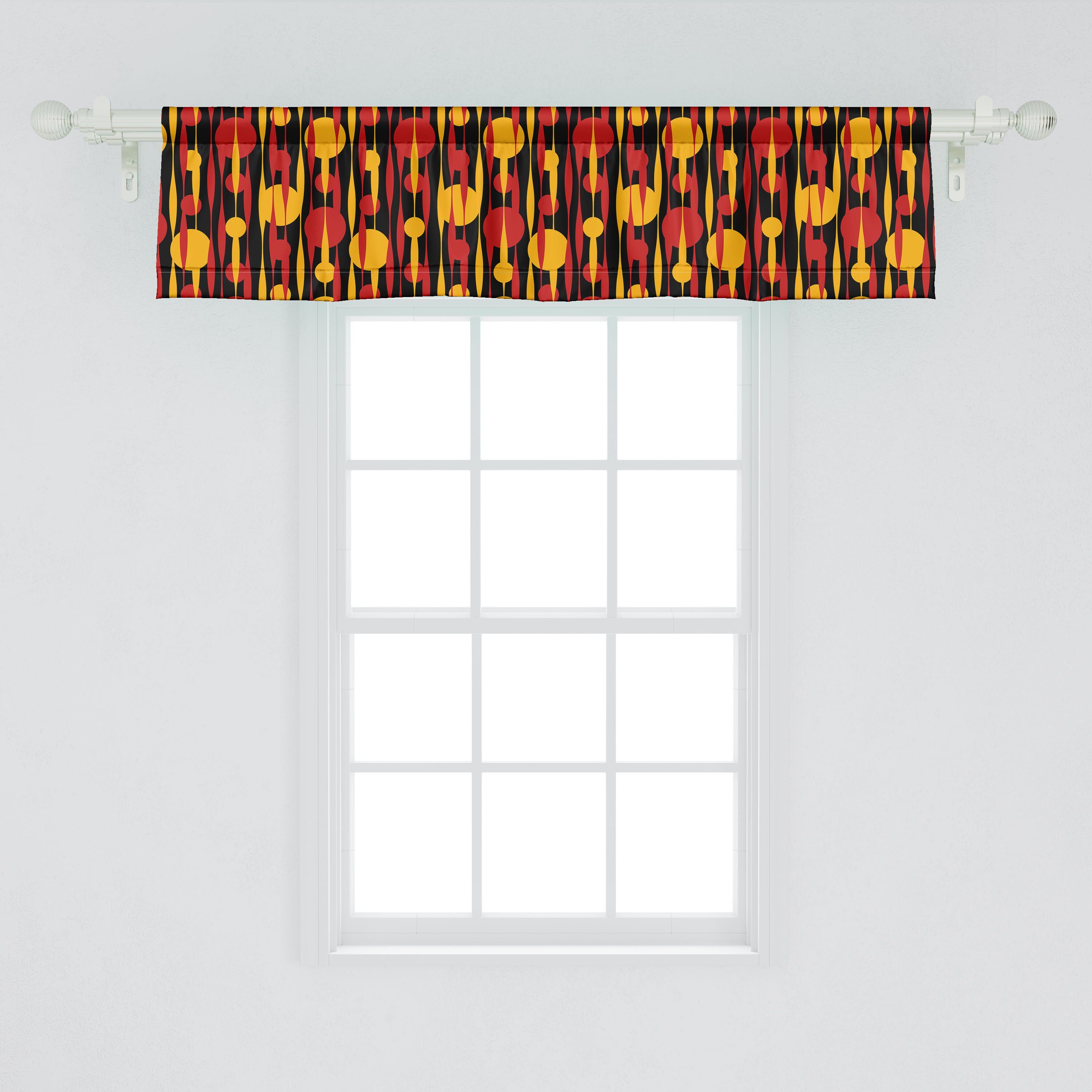Dekor Scheibengardine Microfaser, Abakuhaus, Abstrakt Volant mit Funky Schlafzimmer Motive Küche für Kreise Vorhang 70er Stangentasche,