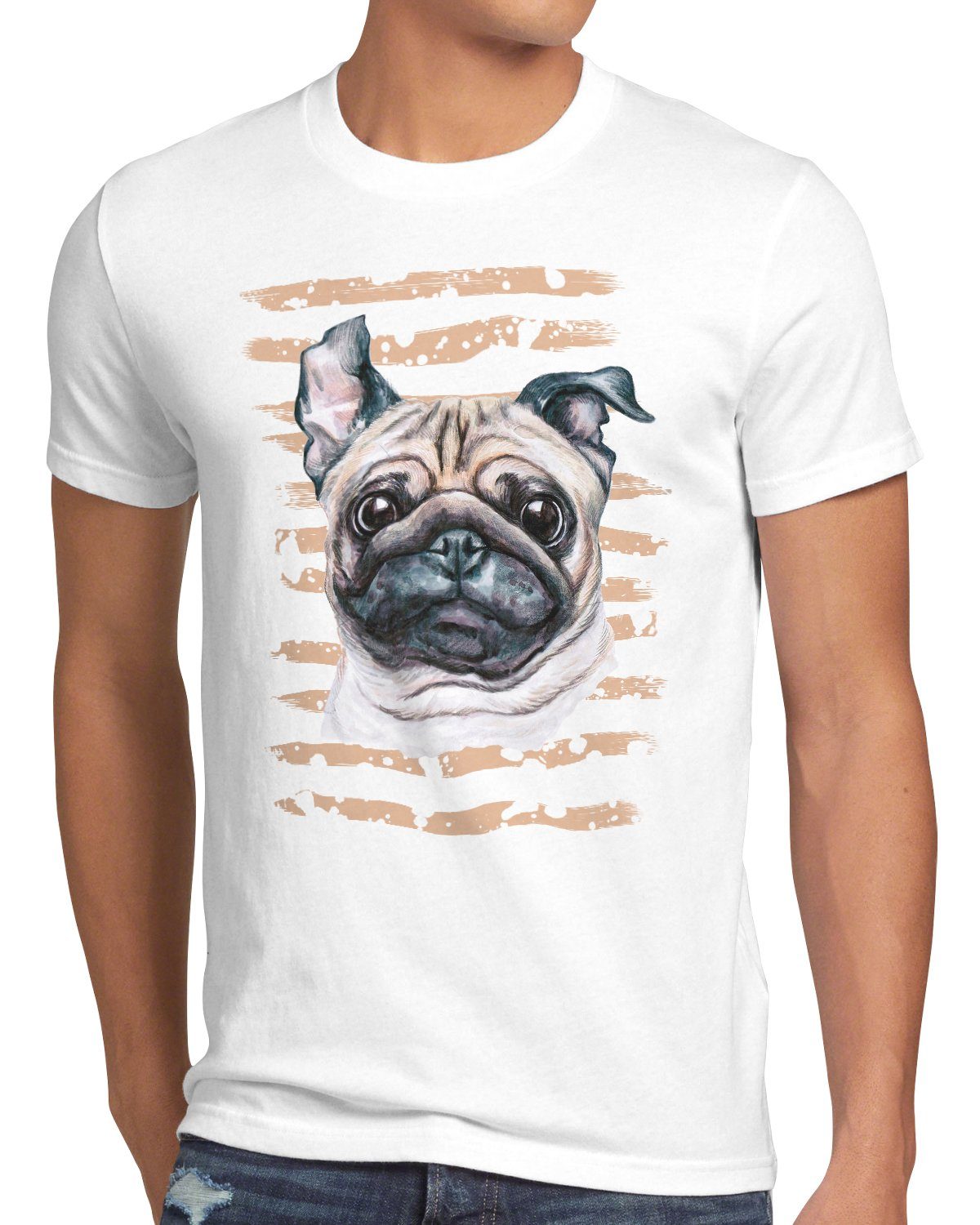 Print-Shirt züchter hundeliebhaber Herren Mops style3 sommer T-Shirt