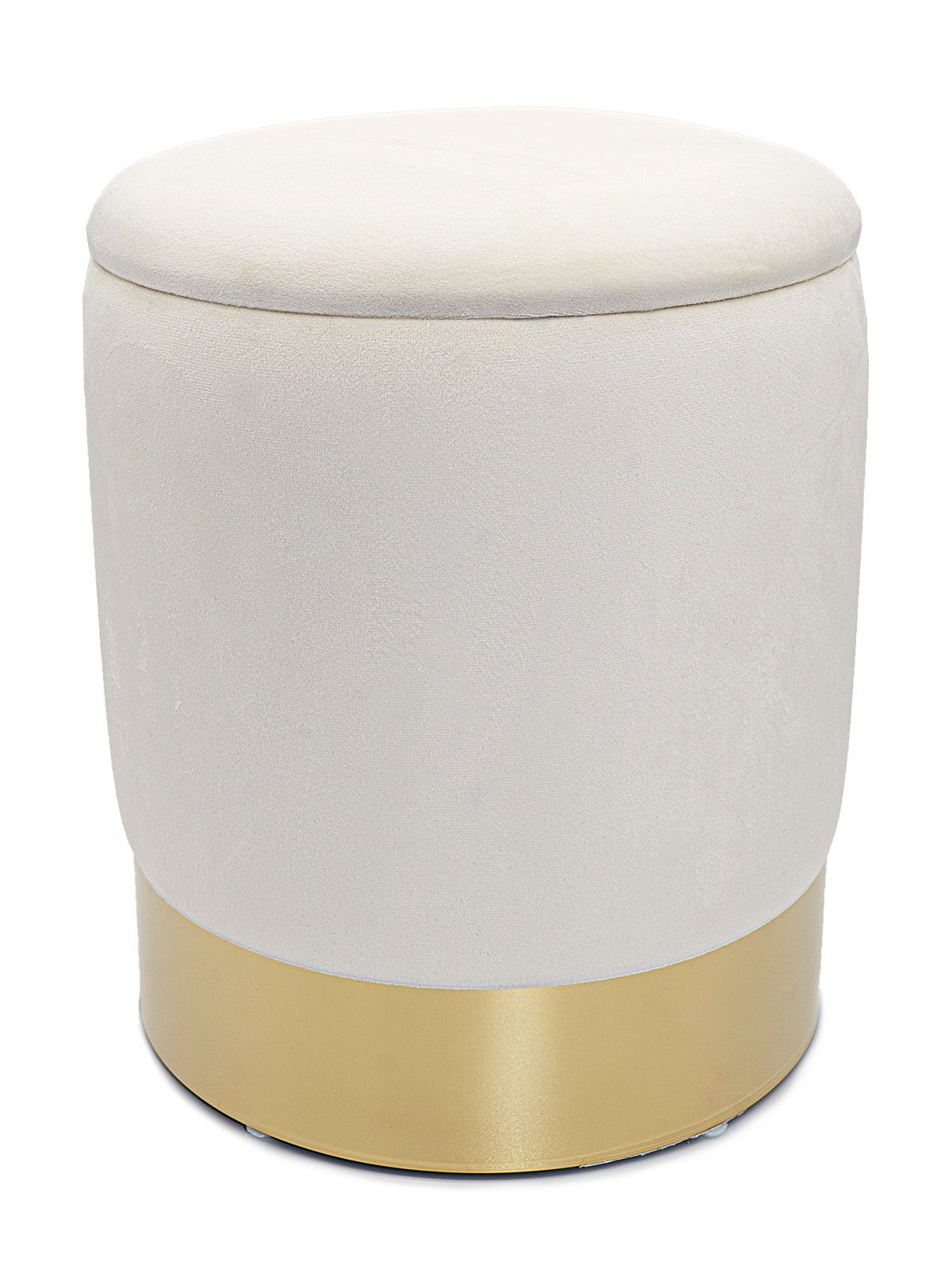 Casamia Sitzhocker Samthocker mit Stauraum Ø 31 H 38 cm Deko Hocker Samt gold Hocker Schm