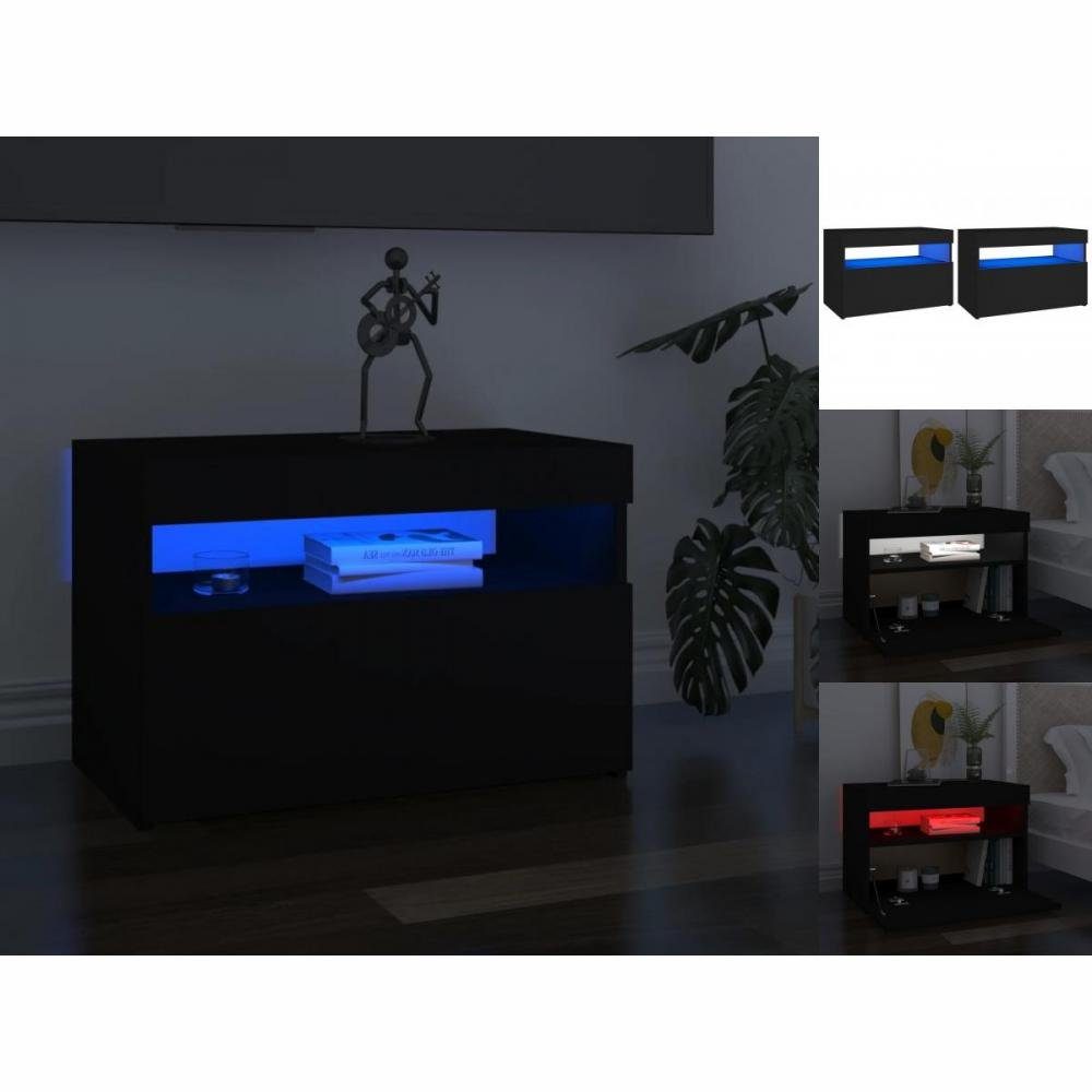 vidaXL TV-Schrank TV-Schränke LED-Leuchten 2 Stk Schwarz 60x35x40cm Lowboard Lowboard