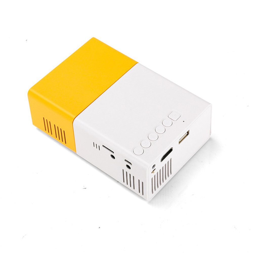 GelldG Pro-Mini-Projektor, 1080p Beamer, Mini weiß Tragbarer Mini-Beamer und gelb Filmprojektor