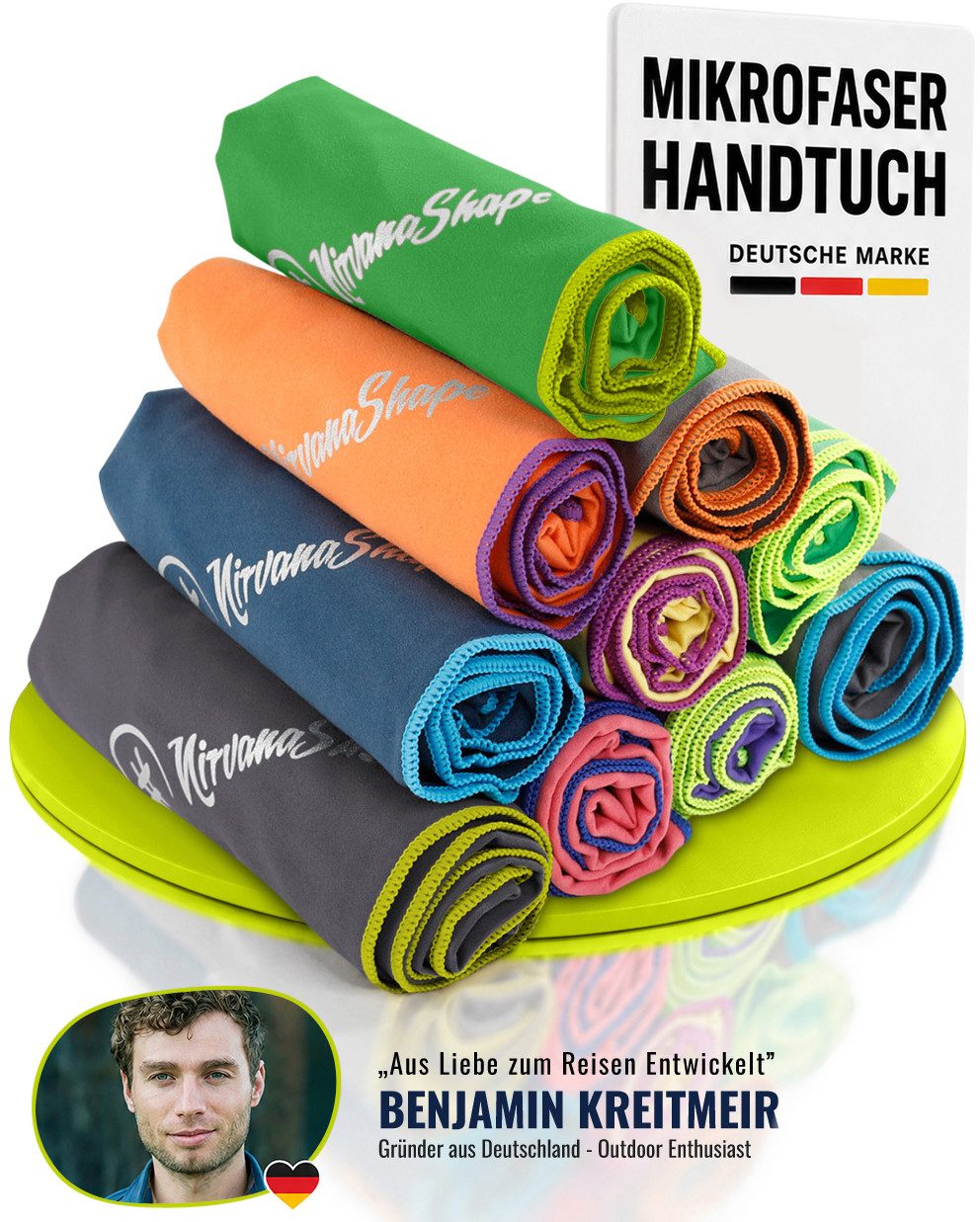 NirvanaShape Sporthandtuch Mikrofaser Handtuch, Badehandtuch, Reisehandtuch, Sporthandtuch, saugfähig, leicht, schnelltrocknend, für Reisen, Fitness, Yoga, Sauna