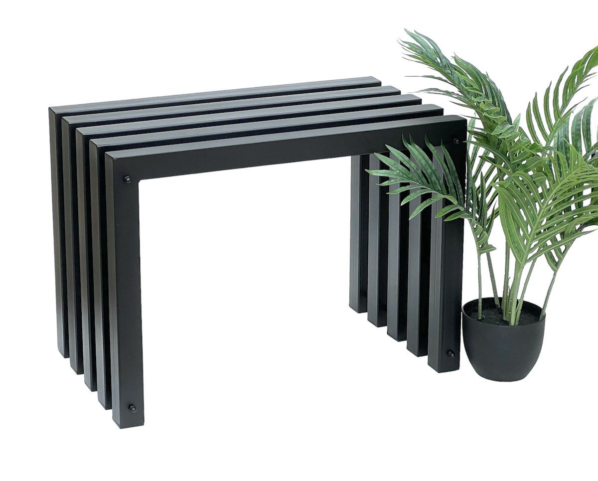 DanDiBo Gartenbank Metall Massiv Wetterfest Schwarz 60-120 cm Sitzbank Modern Ida, auch als Kaminholzregal ideal