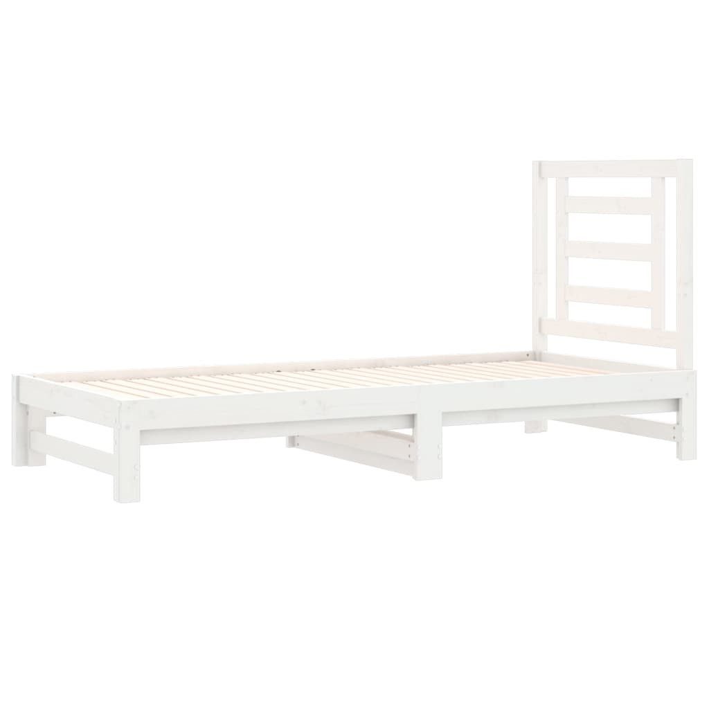 vidaXL Gästebett 90 x 200 cm Gästebett Tagesbett Ausziehbar Weiß 2x90x200 cm Massivholz