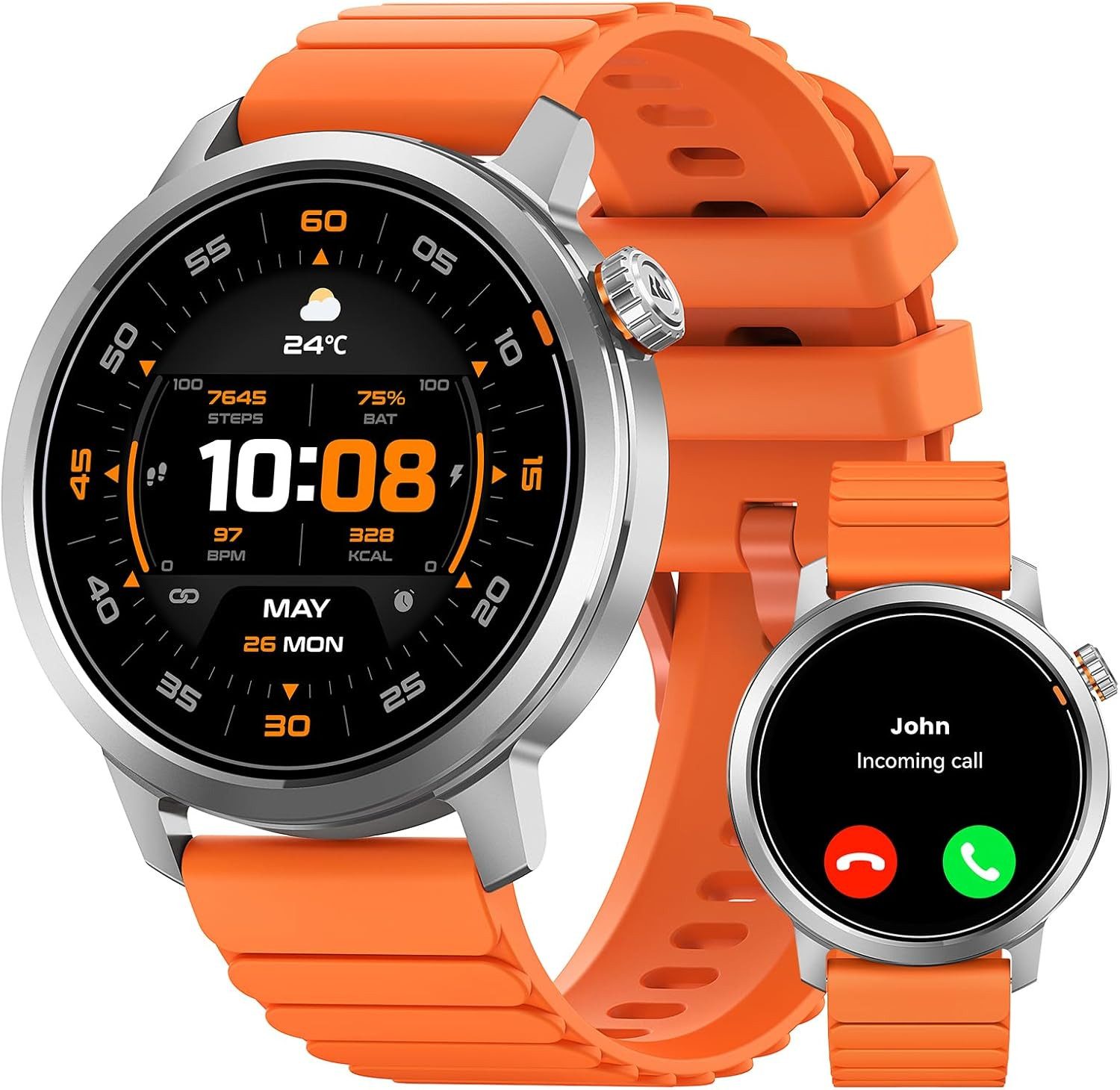 KOSPET ‎ ORB Smartwatch (3,8 cm, android ios), Smartwatch mit 1.43" AMOLED Display, 25 Tagen Laufzeit